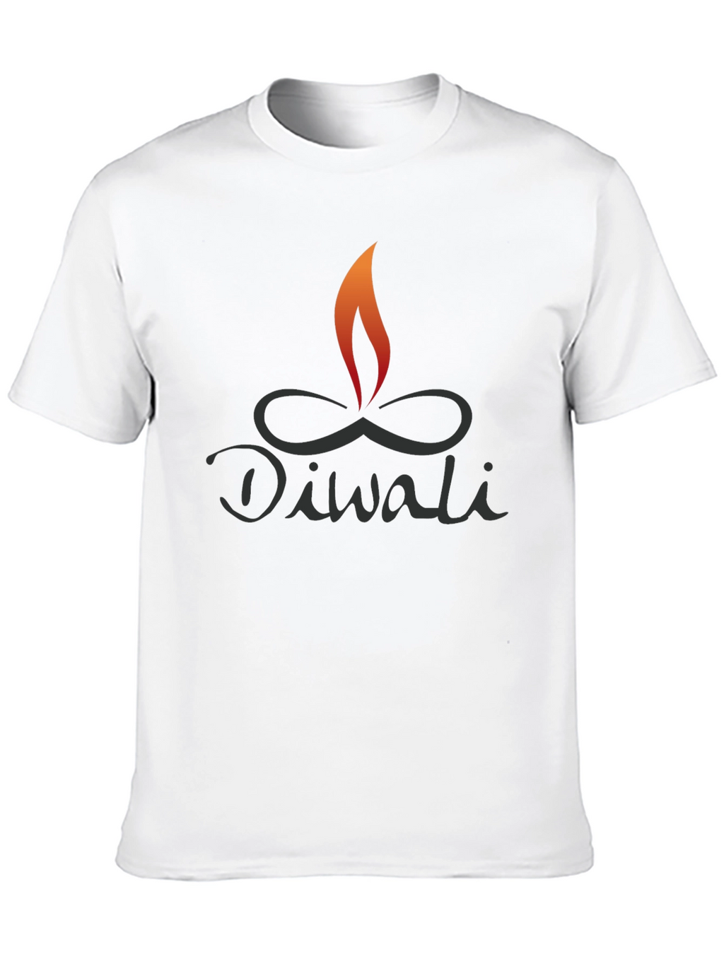 Diwali Flame Graphic Tee - Black Cotton Blend Shirt