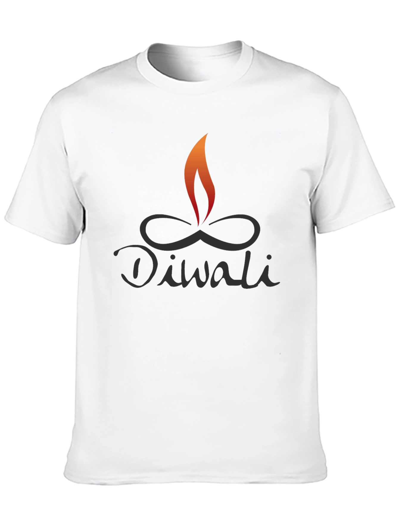 Diwali Flame Graphic Tee - Black Cotton Blend Shirt
