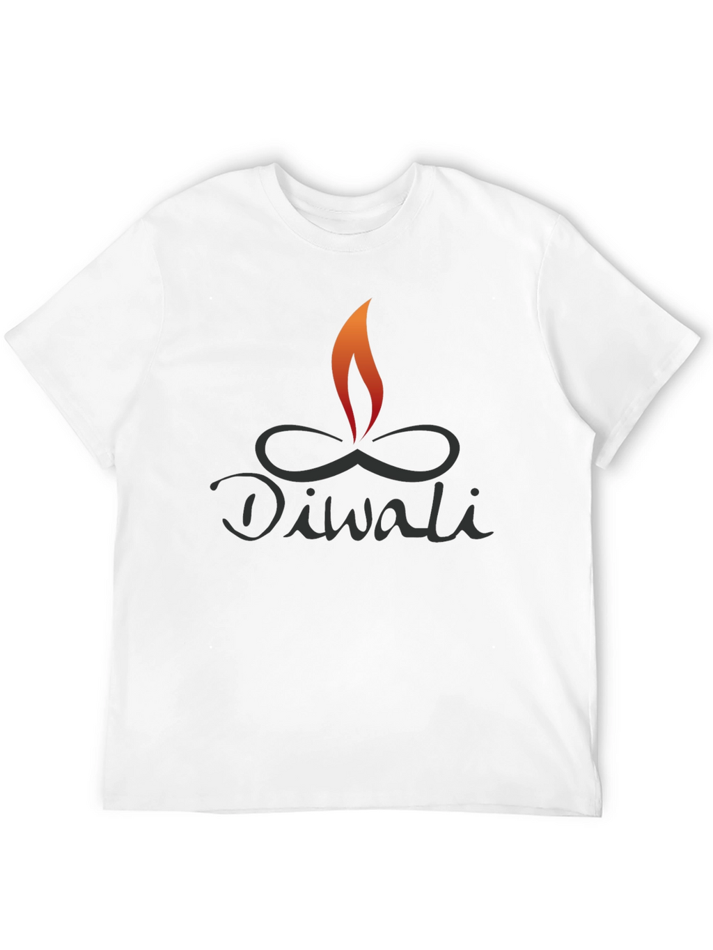 Diwali Flame Graphic Tee - Black Cotton Blend Shirt