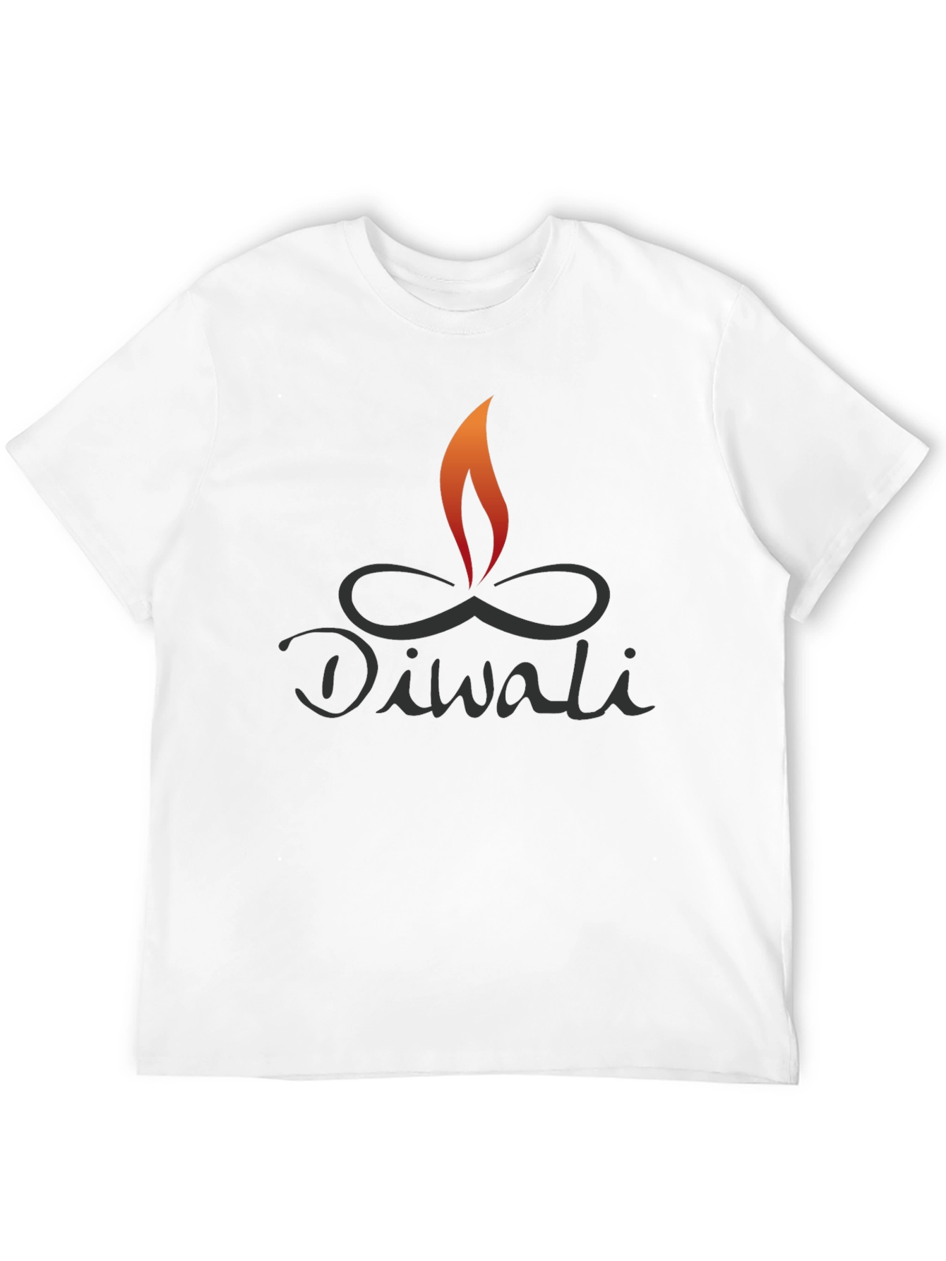 Diwali Flame Graphic Tee - Black Cotton Blend Shirt