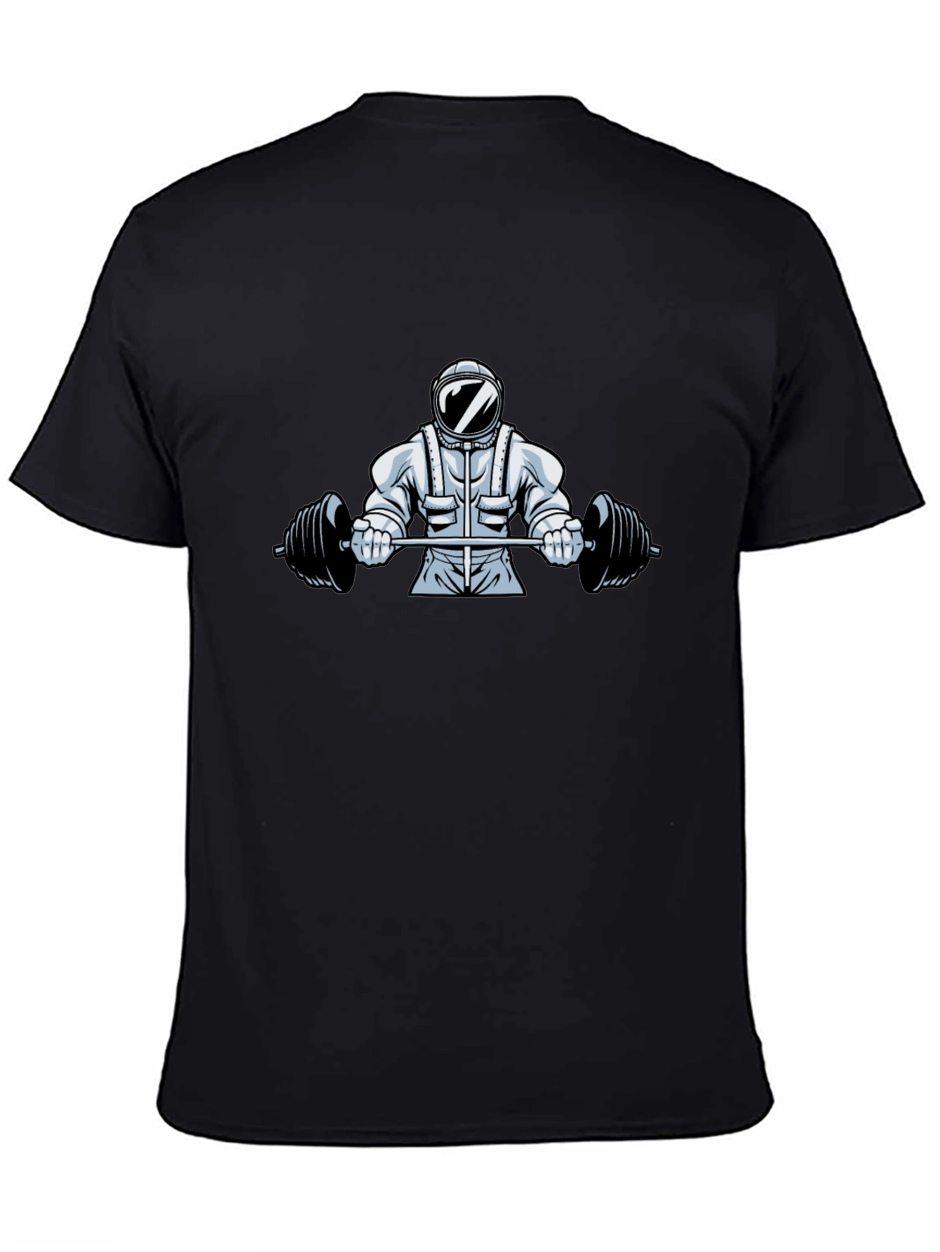 Astronaut Lifting Weights Graphic Tee - Cool Space Gym Shirt