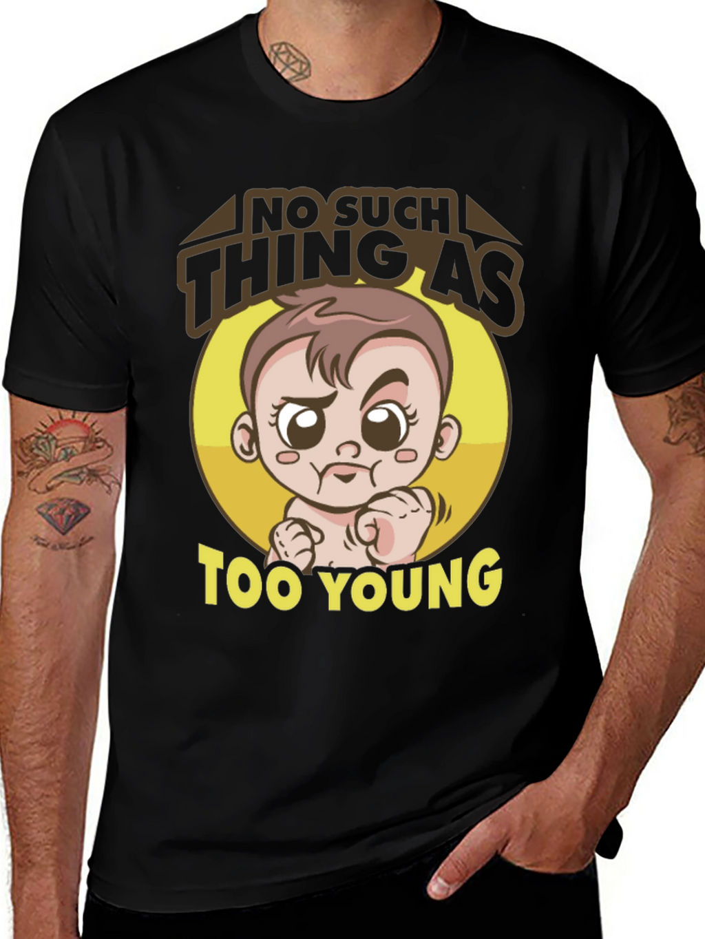 Funny Baby Graphic Tee - Too Young T-Shirt