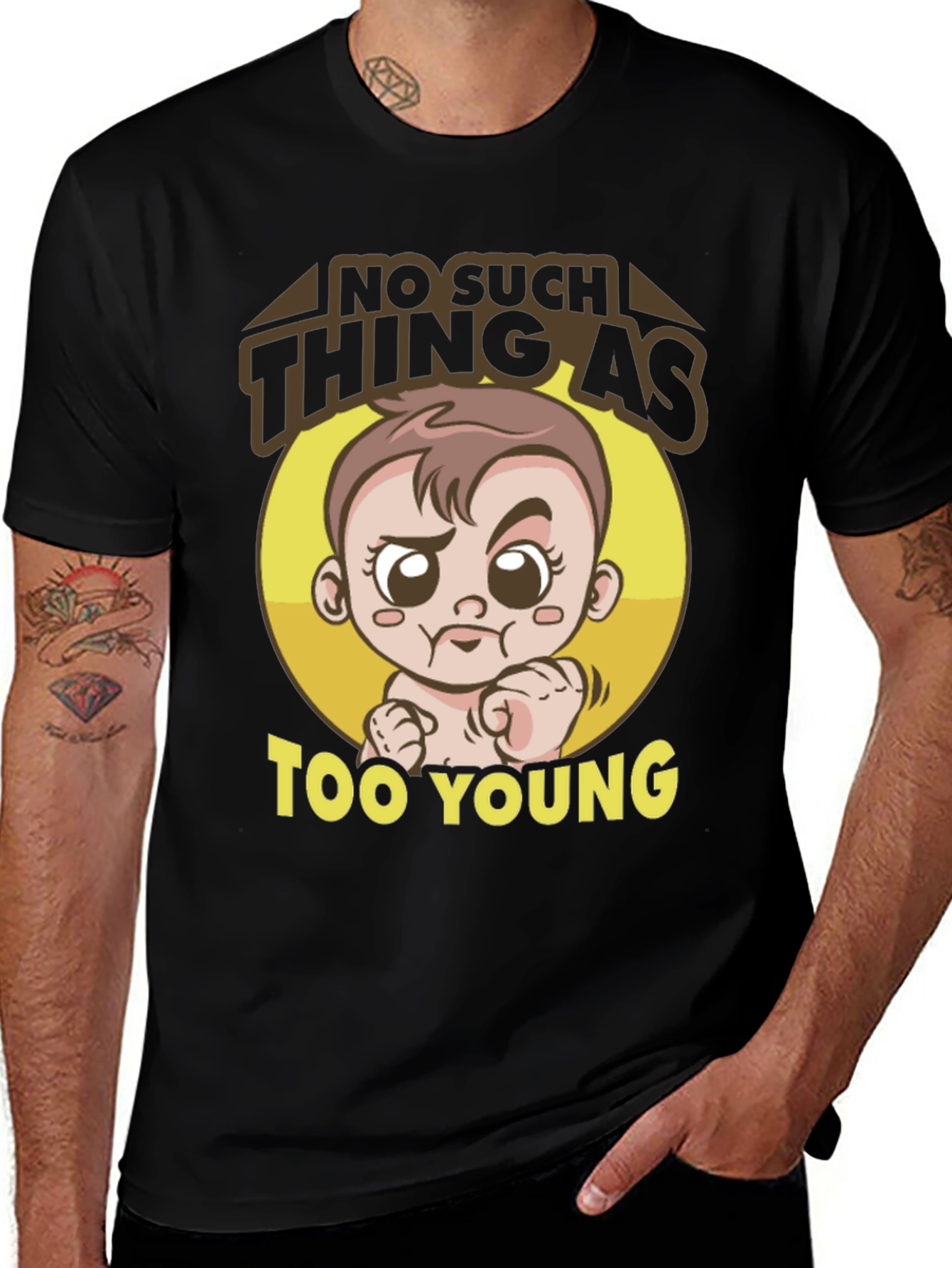 Funny Baby Graphic Tee - Too Young T-Shirt