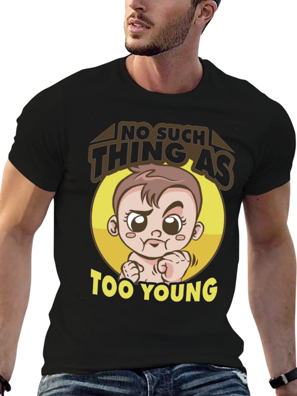 Funny Baby Graphic Tee - Too Young T-Shirt