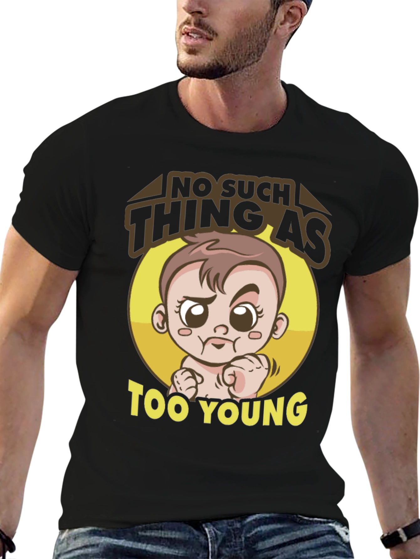 Funny Baby Graphic Tee - Too Young T-Shirt