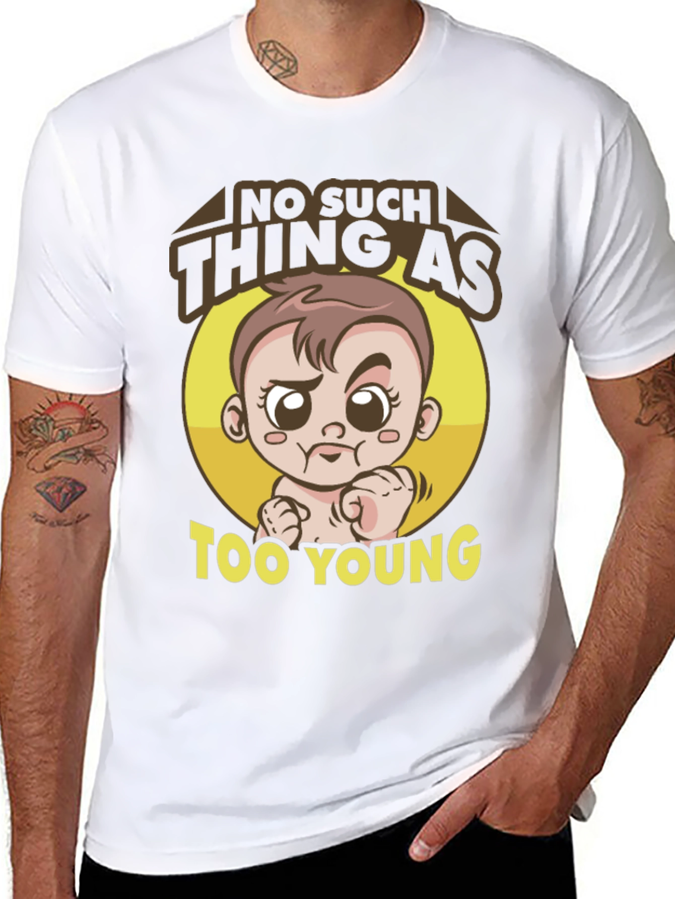 Funny Baby Graphic Tee - Too Young T-Shirt