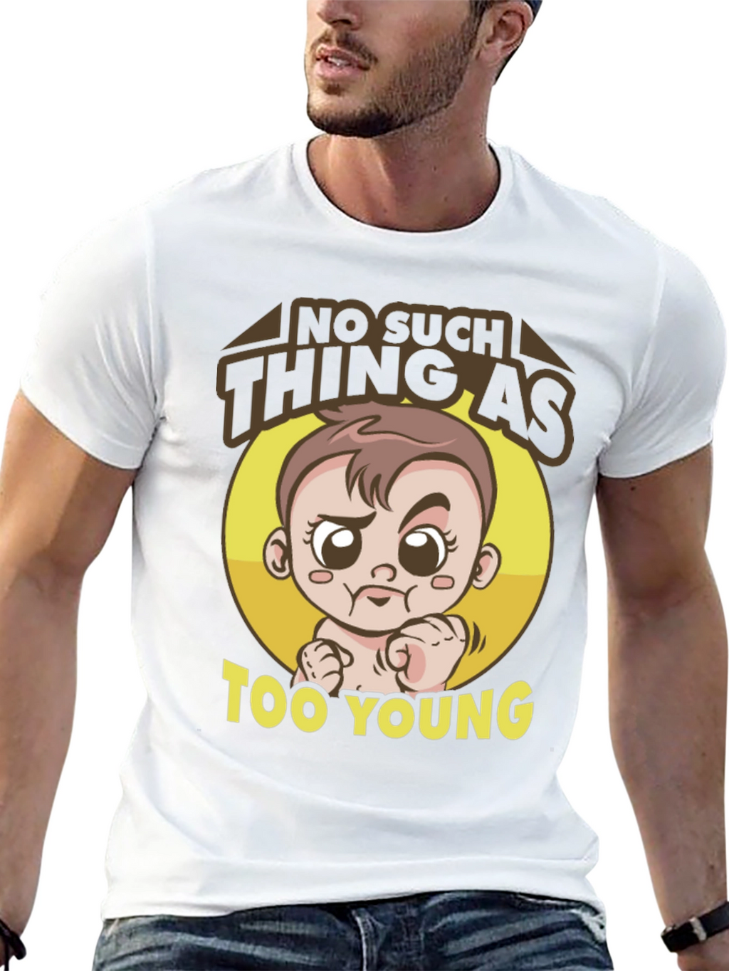 Funny Baby Graphic Tee - Too Young T-Shirt
