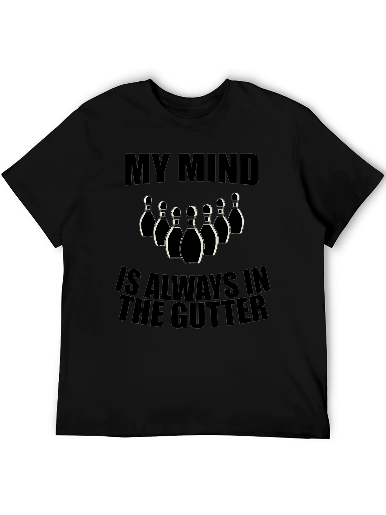 Bowling Humor Graphic Tee - My Mind is Always in the Gutter