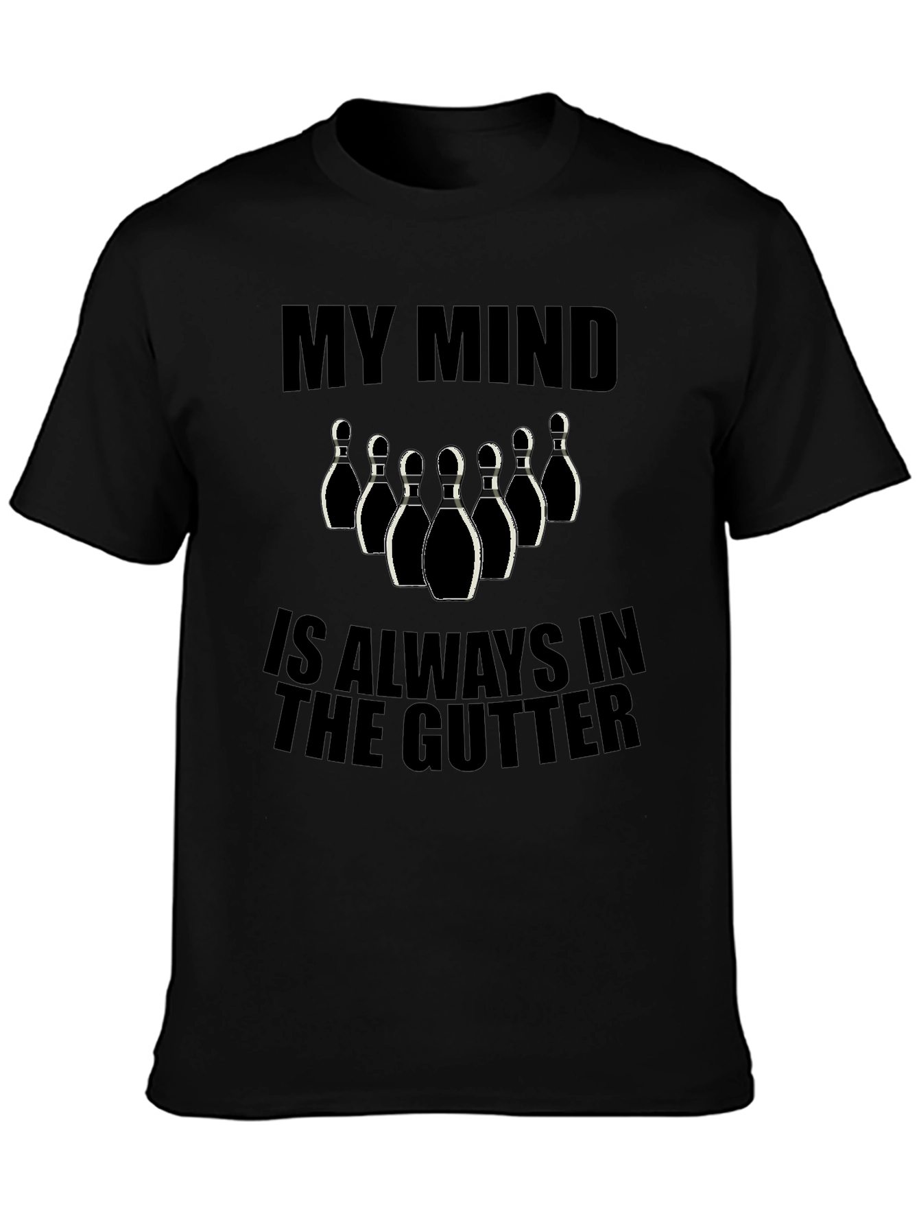 Bowling Humor Graphic Tee - My Mind is Always in the Gutter