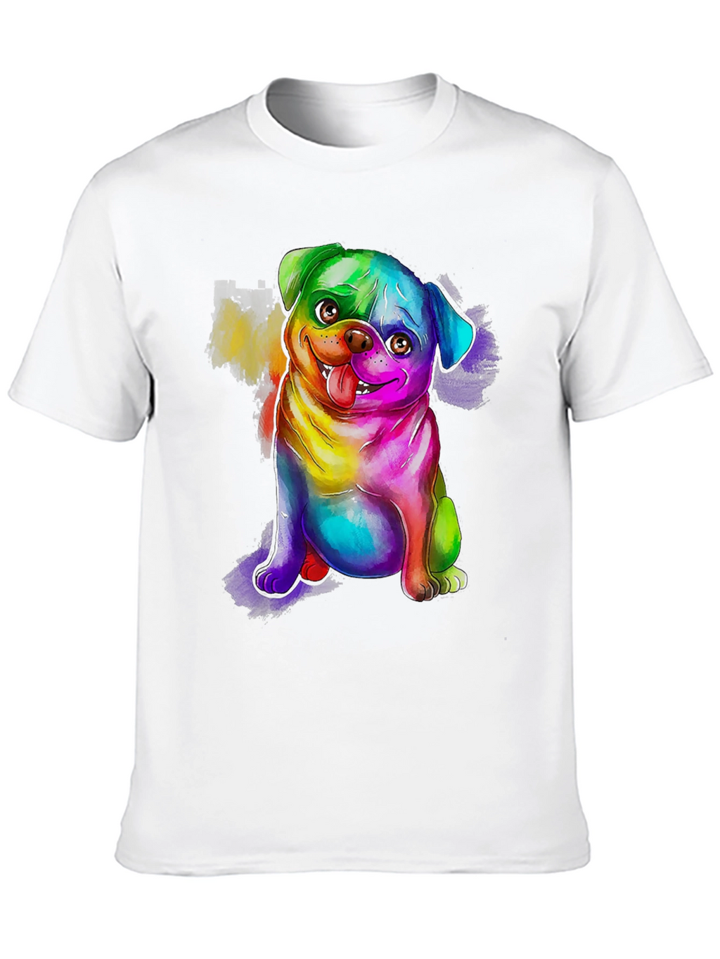 Rainbow Pug Graphic Tee - Mens Black T-Shirt