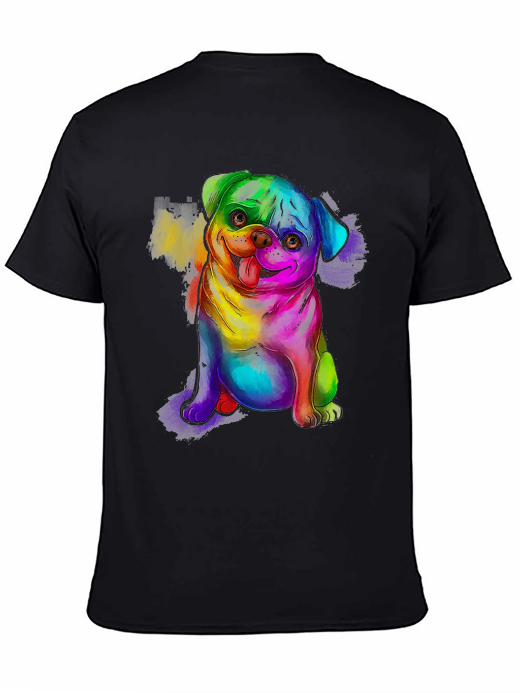Rainbow Pug Graphic Tee - Mens Black T-Shirt