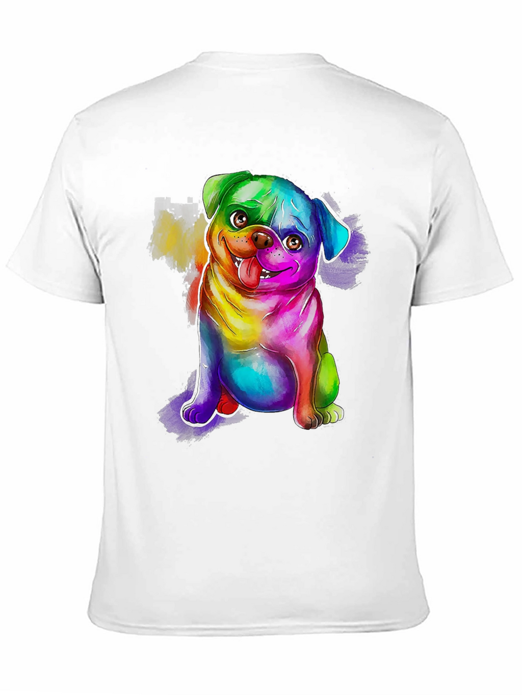 Rainbow Pug Graphic Tee - Mens Black T-Shirt