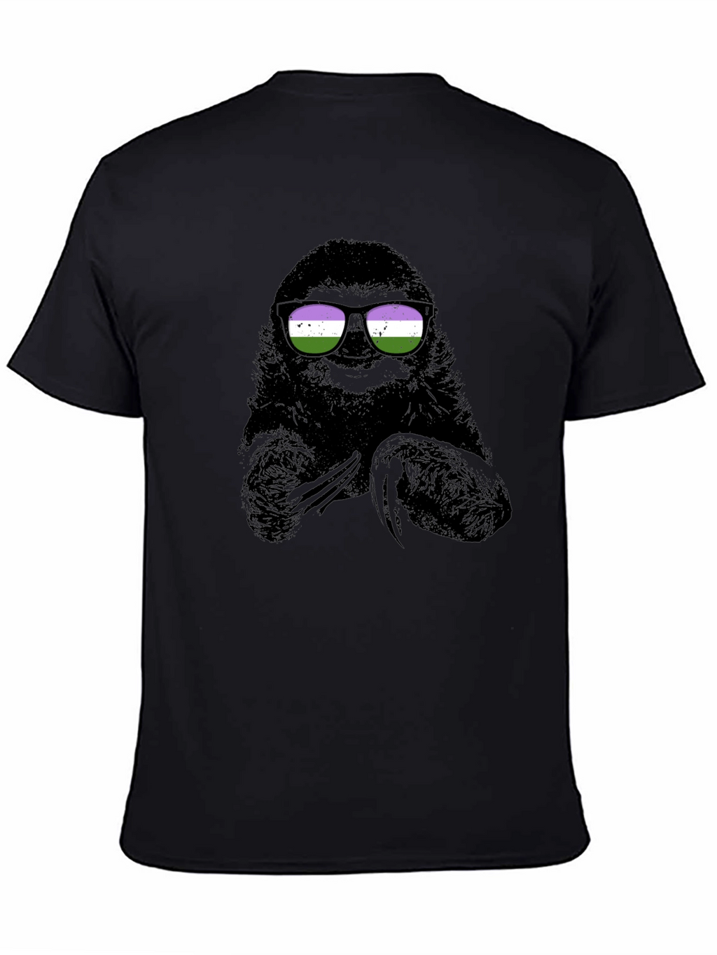 Sloth Wearing Genderqueer Pride Sunglasses T-Shirt
