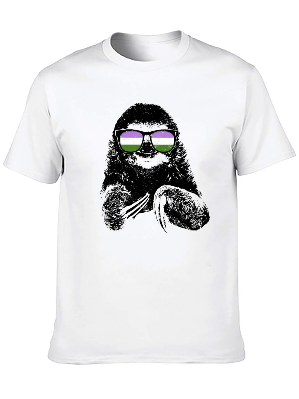 Sloth Wearing Genderqueer Pride Sunglasses T-Shirt