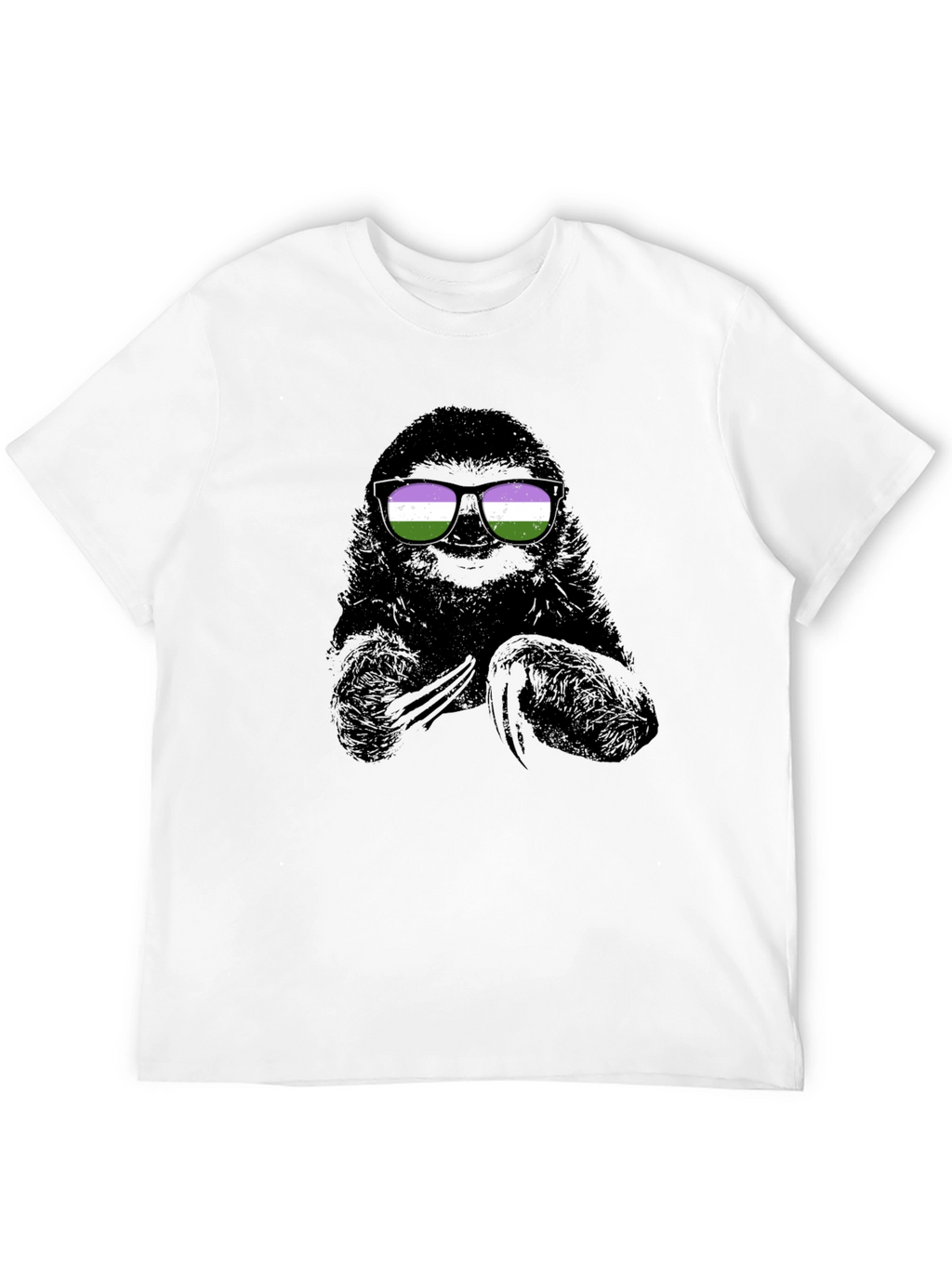 Sloth Wearing Genderqueer Pride Sunglasses T-Shirt