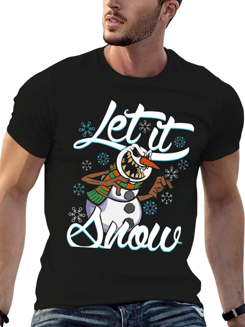 Evil Snowman Let it Snow Black T-Shirt