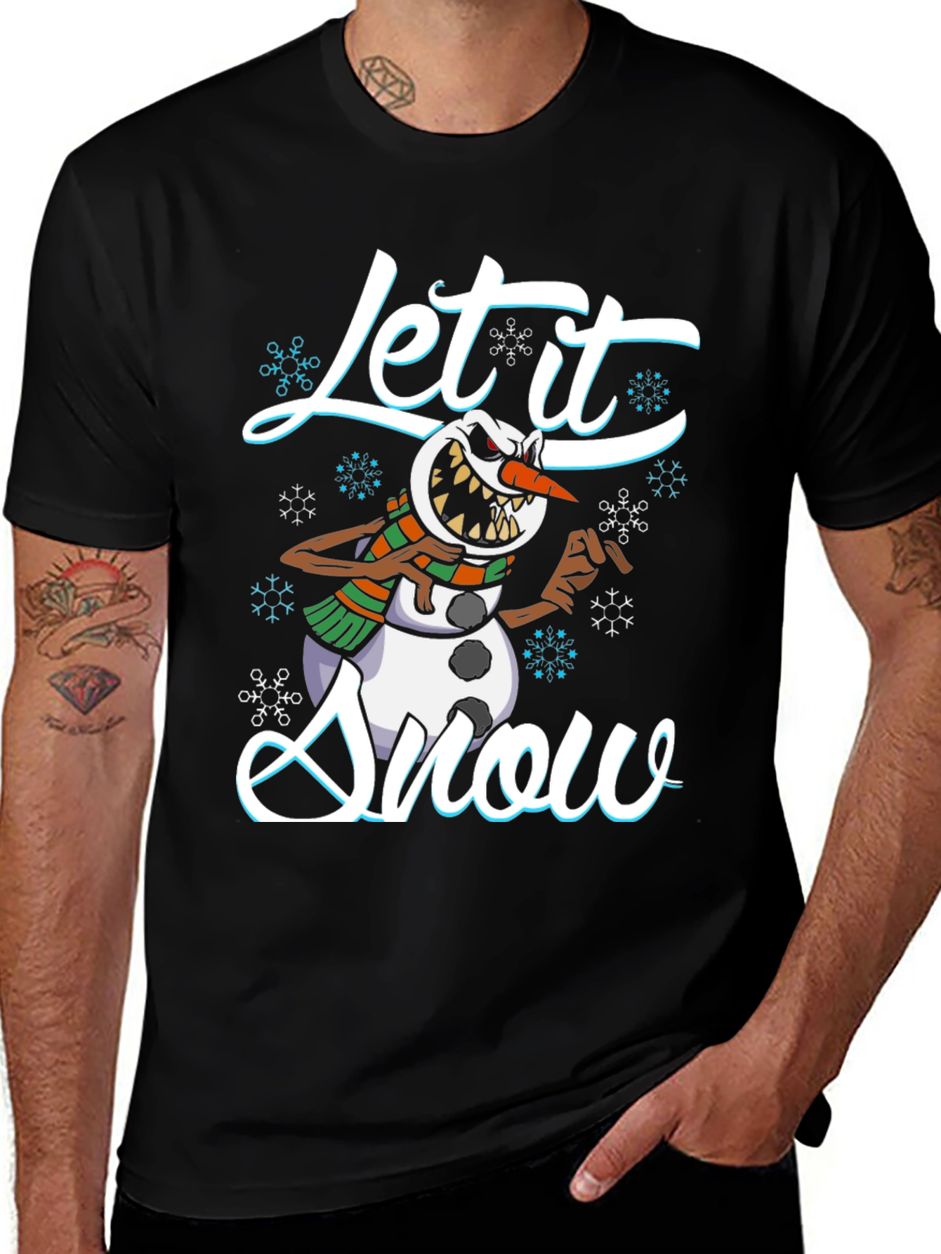 Evil Snowman Let it Snow Black T-Shirt