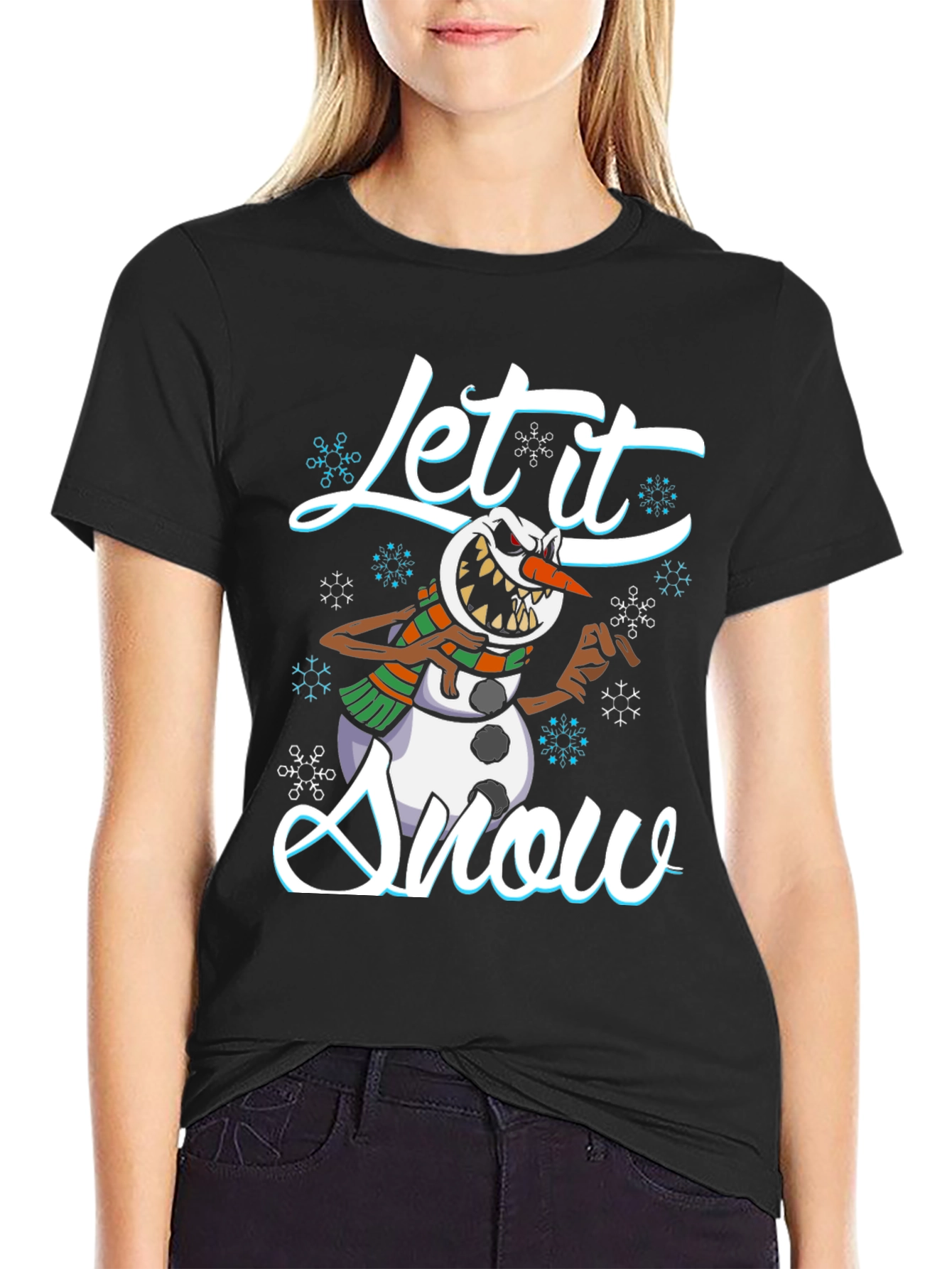 Evil Snowman Let it Snow Black T-Shirt