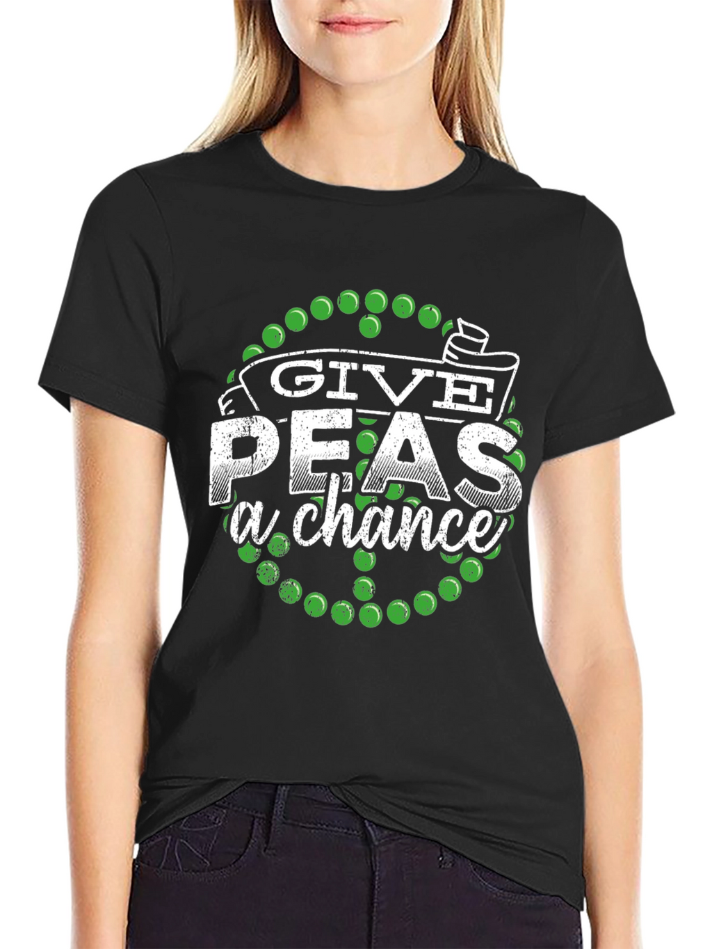Give Peas a Chance Graphic Tee - Black