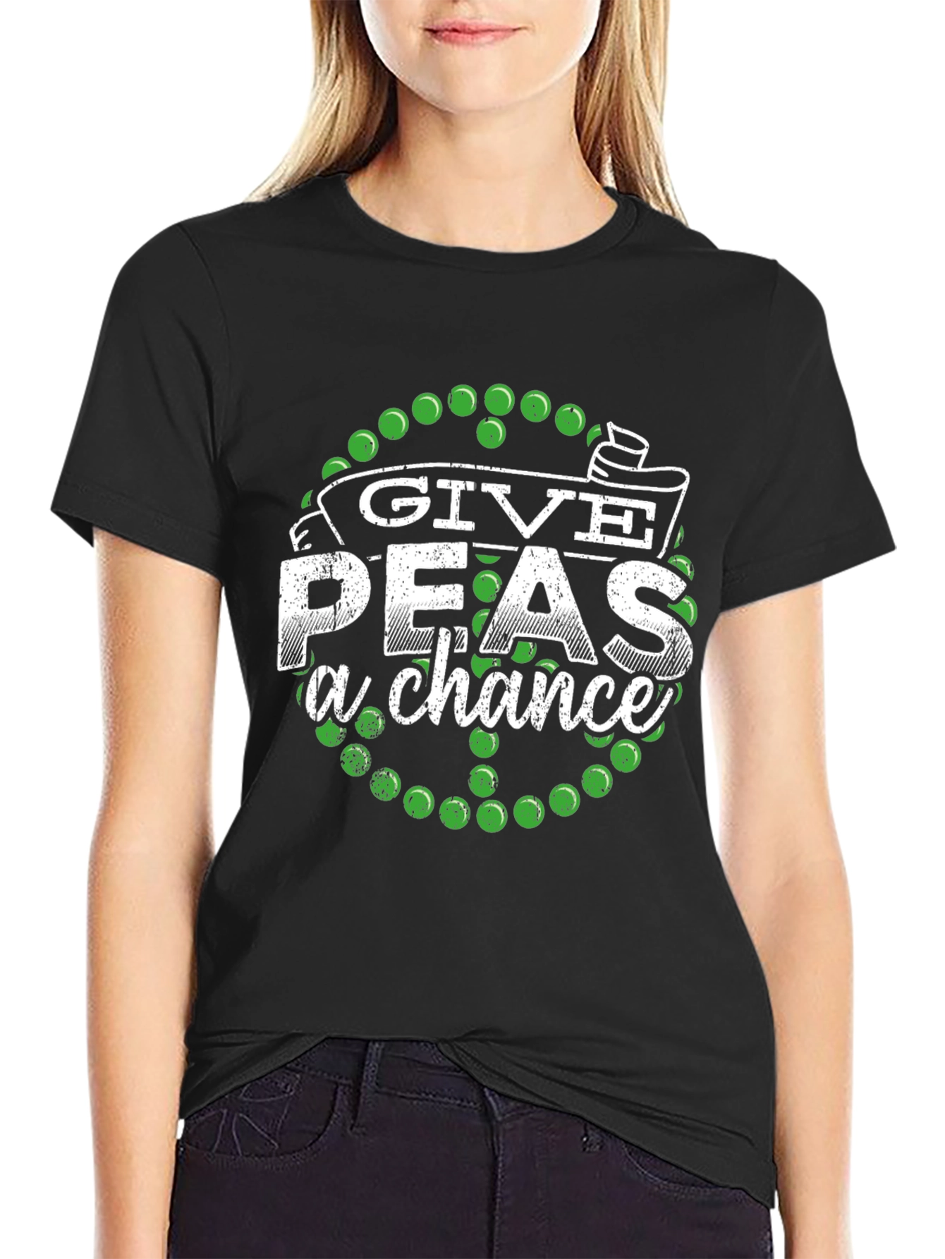 Give Peas a Chance Graphic Tee - Black
