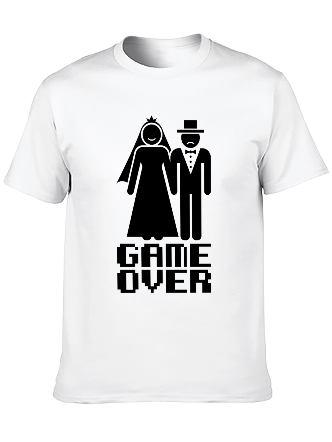 Game Over Wedding Graphic Tee - Black Cotton Blend