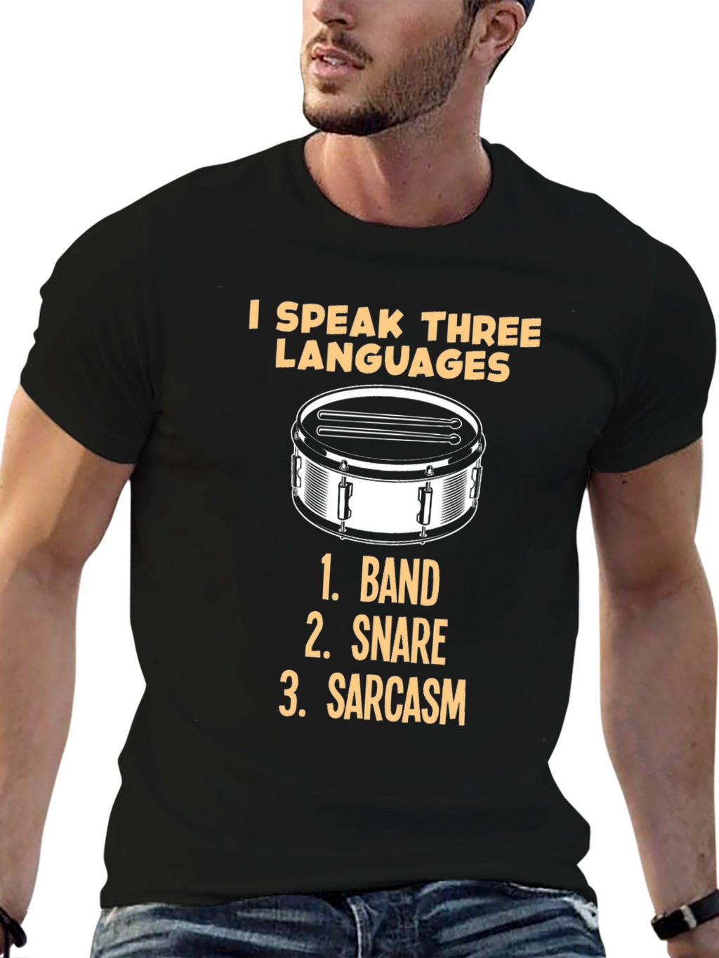I Speak Three Languages Drummer T-Shirt