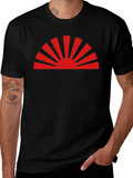 Rising Sun Graphic Tee - Black Cotton Casual Shirt