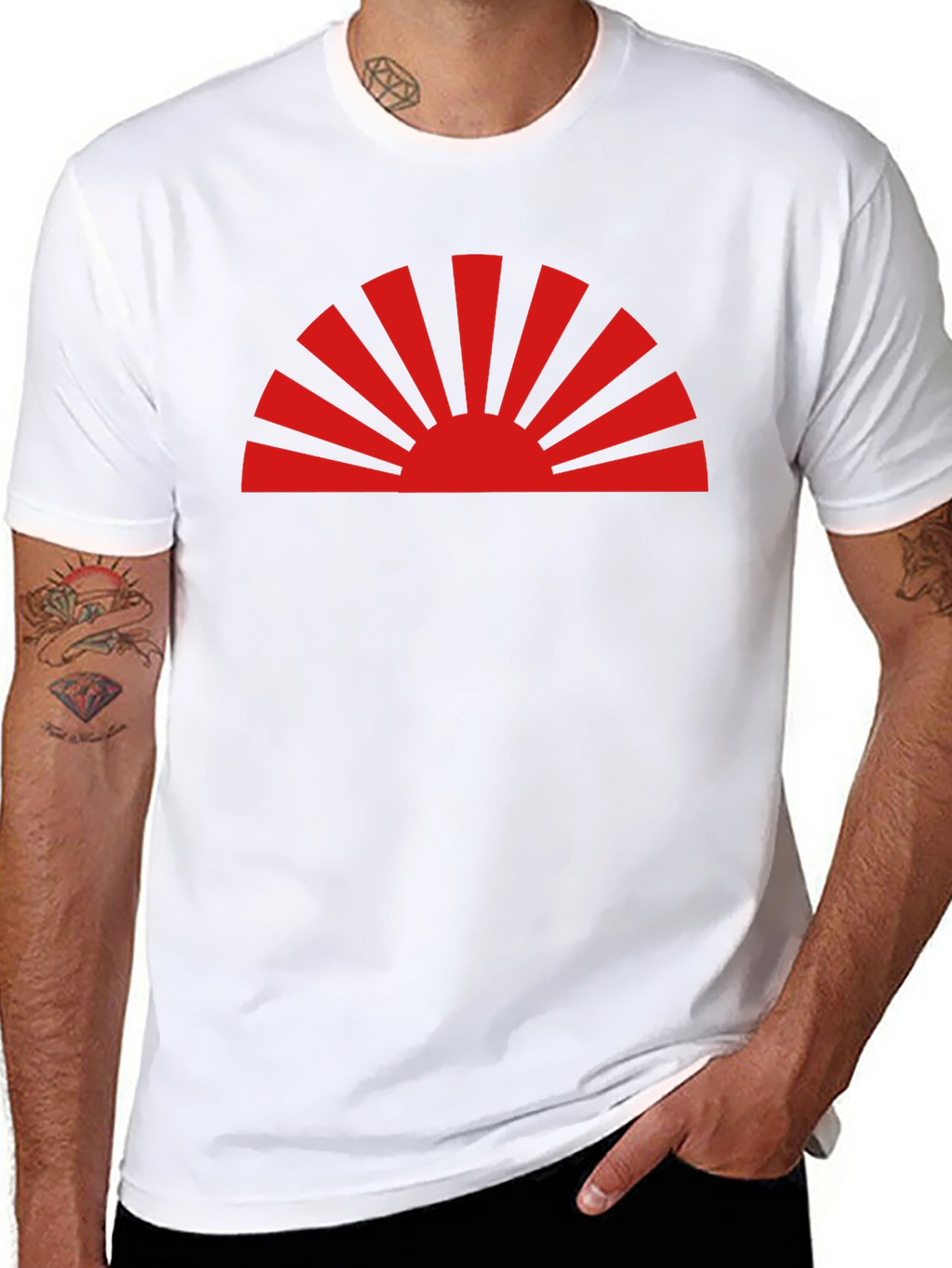 Rising Sun Graphic Tee - Black Cotton Casual Shirt