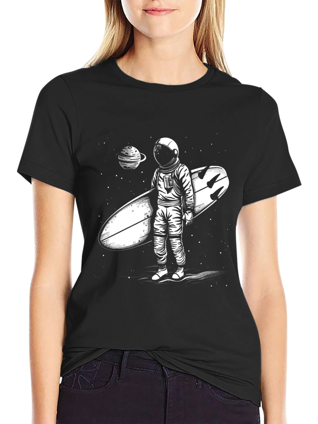 Astronaut Surfer Graphic Tee - Space Adventure T-Shirt