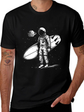 Astronaut Surfer Graphic Tee - Space Adventure T-Shirt