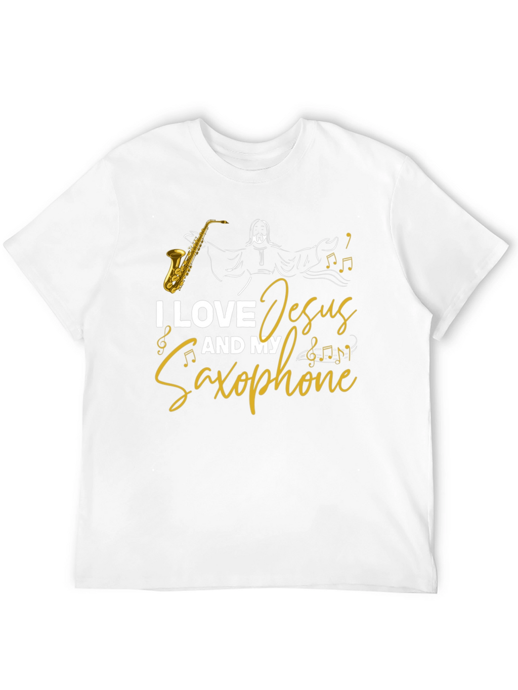 I Love Jesus and My Saxophone Black T-Shirt
