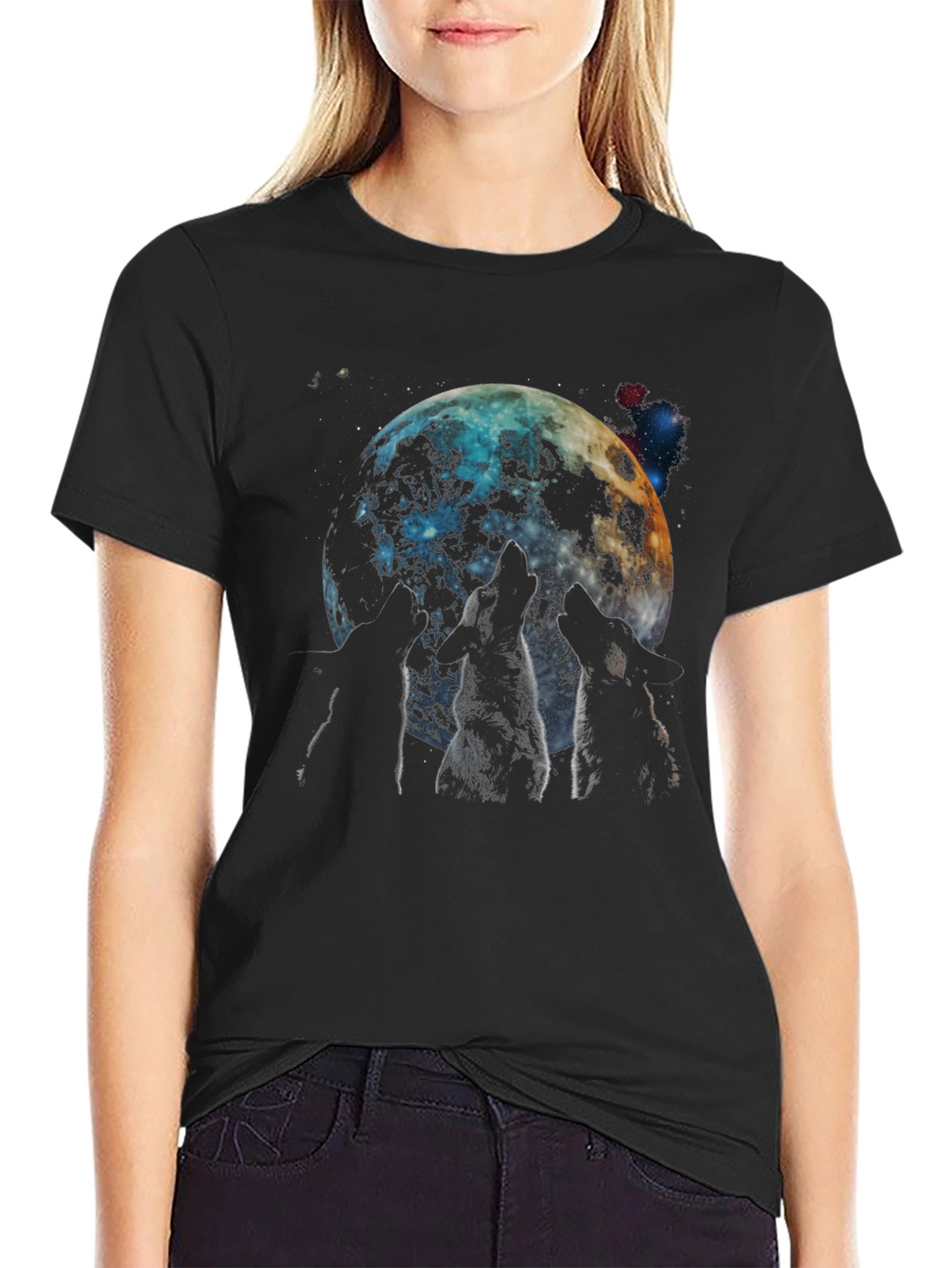 Wolf Moon Graphic T-Shirt - Mens Black Tee