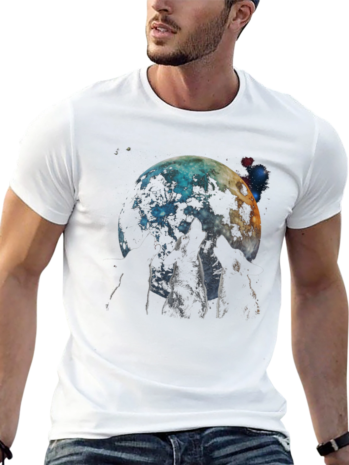 Wolf Moon Graphic T-Shirt - Mens Black Tee