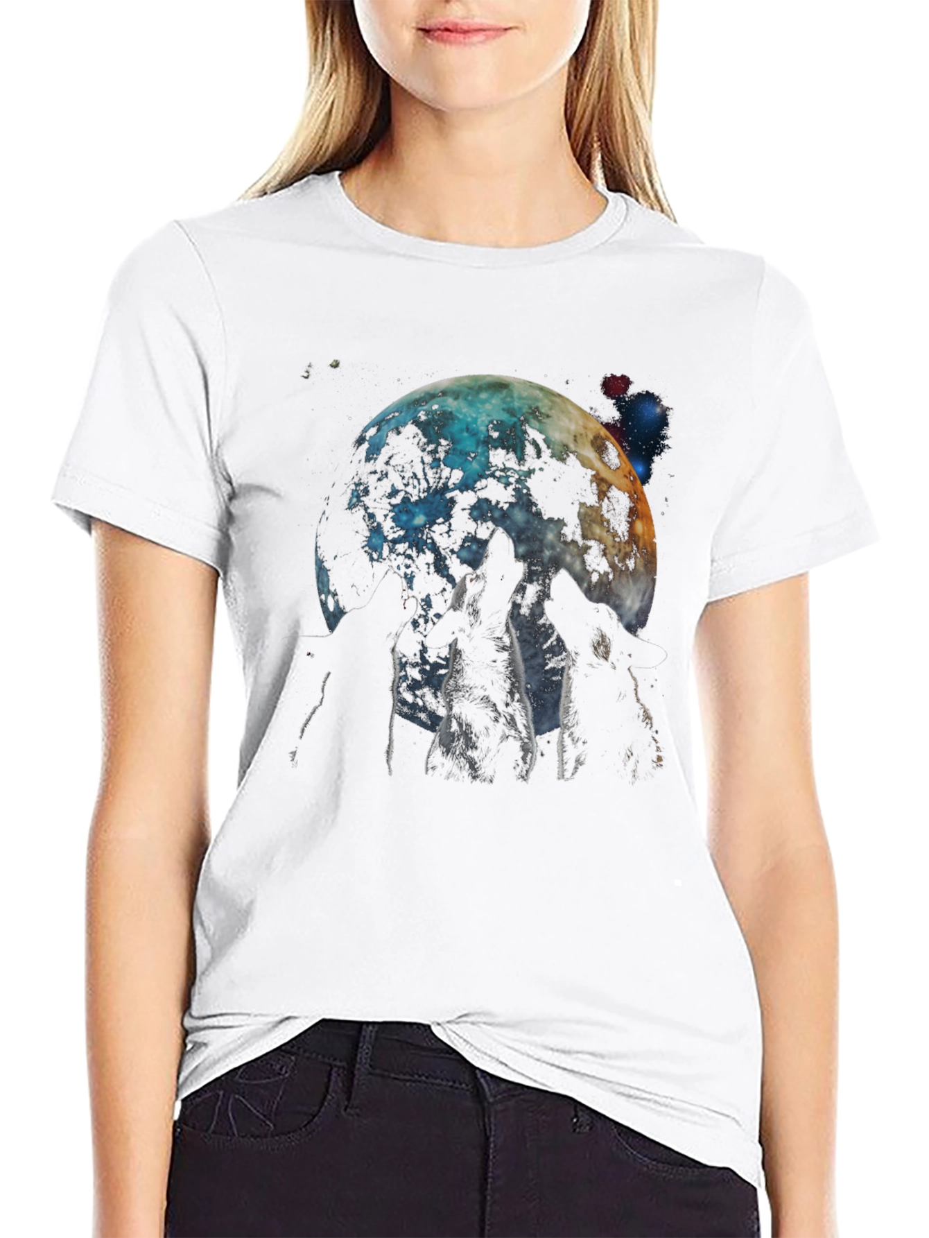 Wolf Moon Graphic T-Shirt - Mens Black Tee