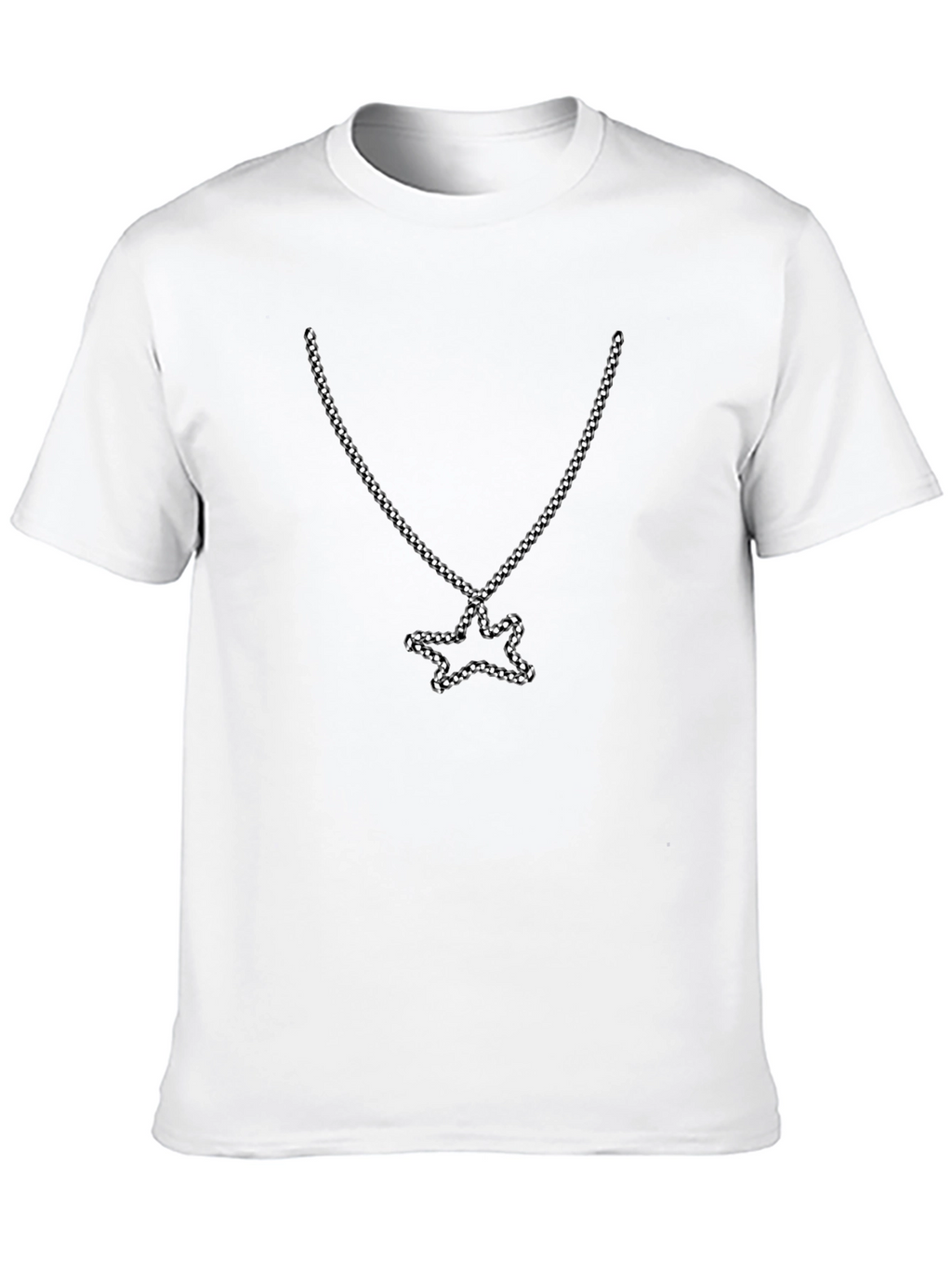 Mens Black Tee with Star Chain Graphic