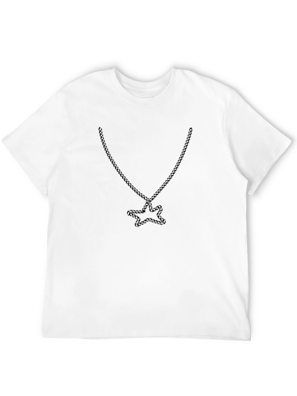 Mens Black Tee with Star Chain Graphic
