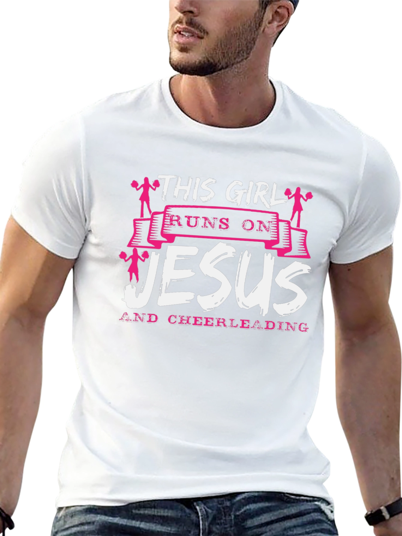 This Girl Runs on Jesus & Cheerleading T-Shirt