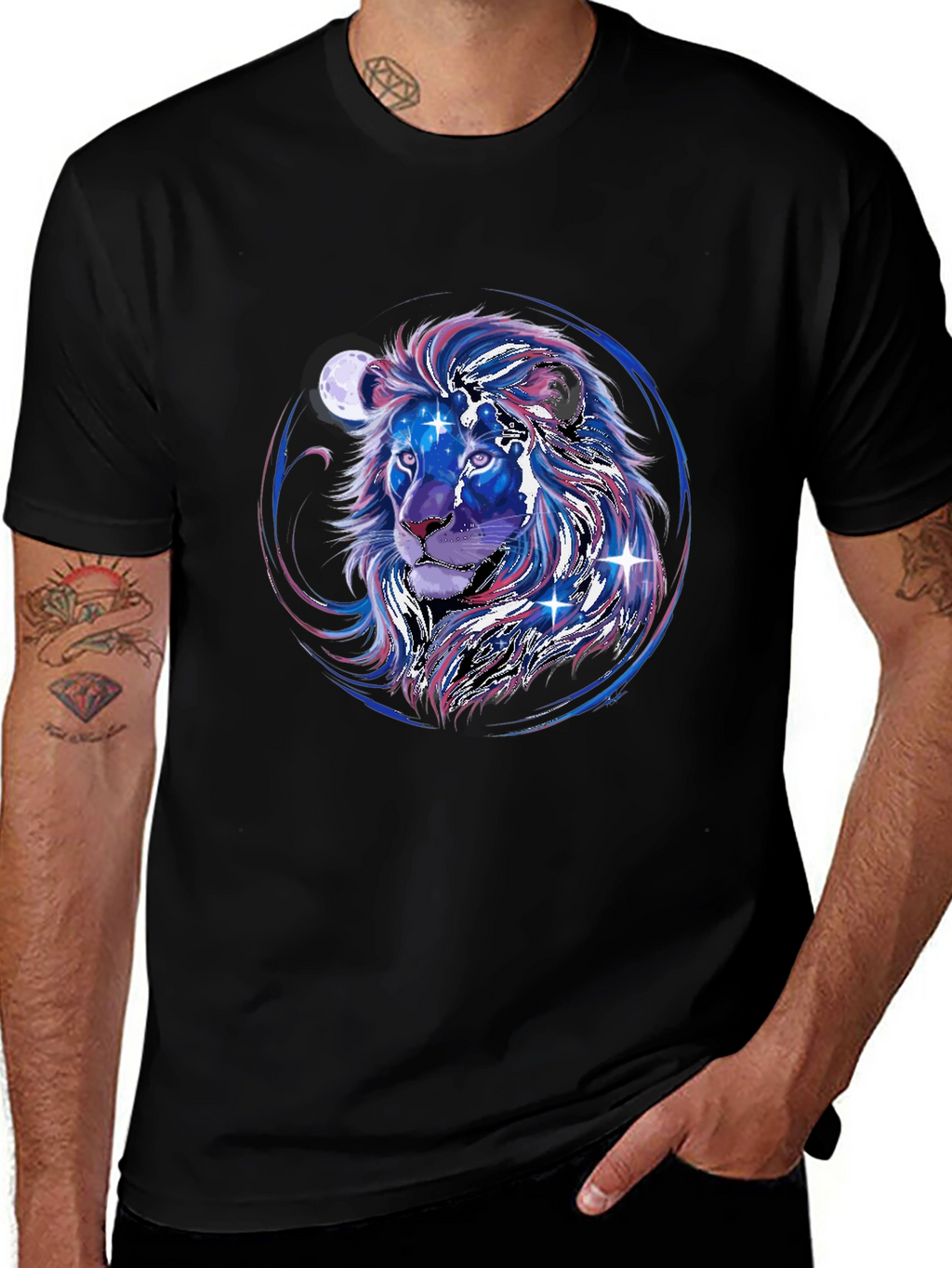 Cosmic Lion Graphic Tee - Black