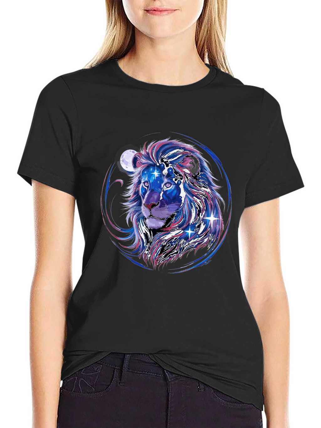 Cosmic Lion Graphic Tee - Black