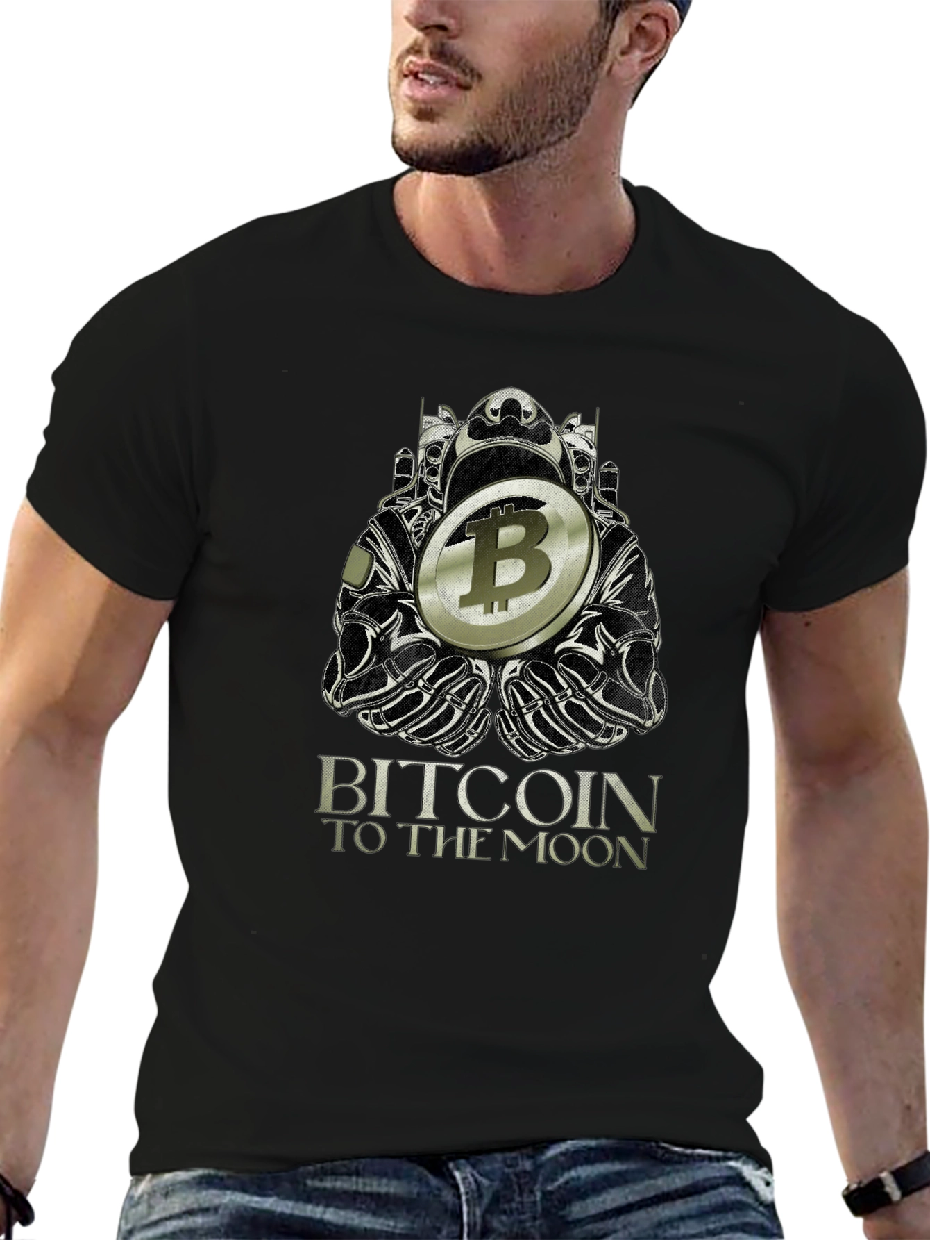 Bitcoin to the Moon Black T-Shirt Crypto Graphic Tee