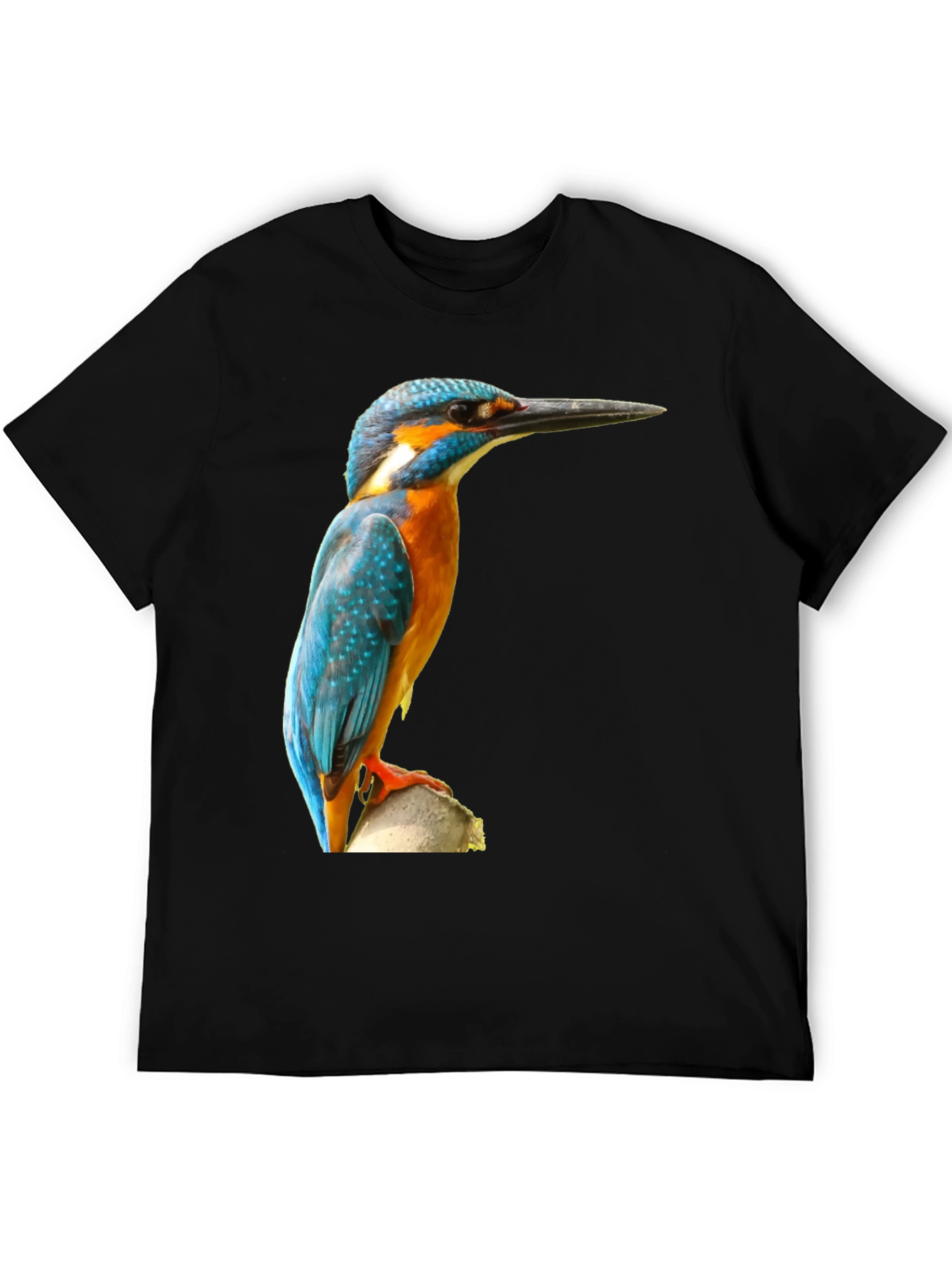 Kingfisher Bird Print T-Shirt - Black