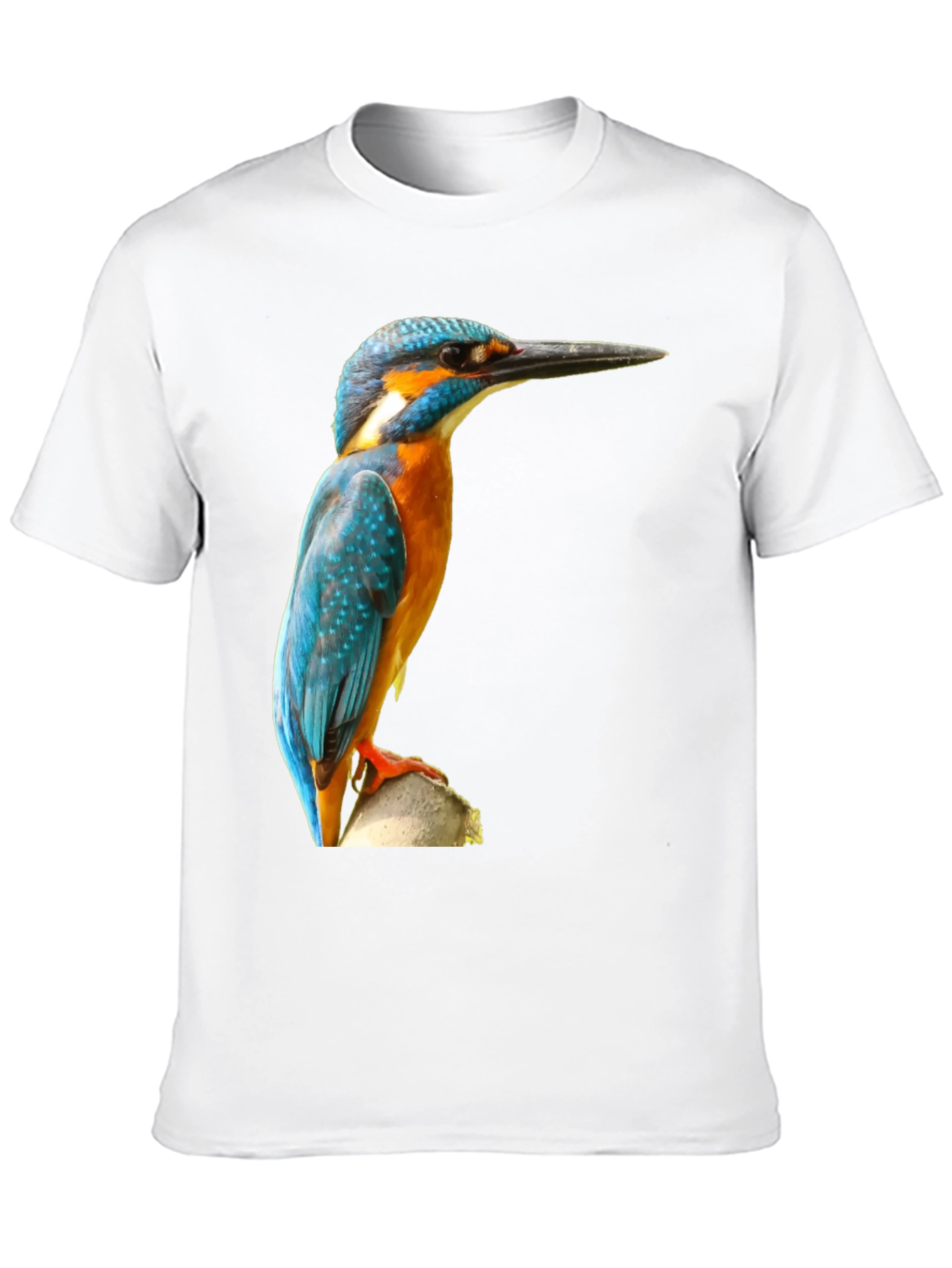 Kingfisher Bird Print T-Shirt - Black