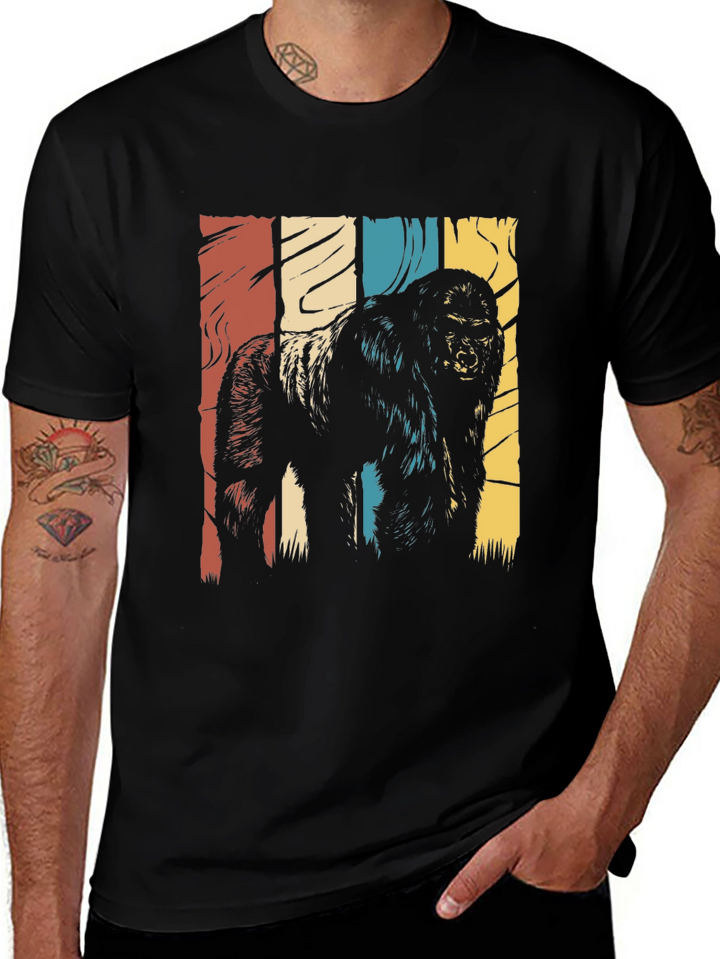 Retro Gorilla Graphic T-Shirt - Black