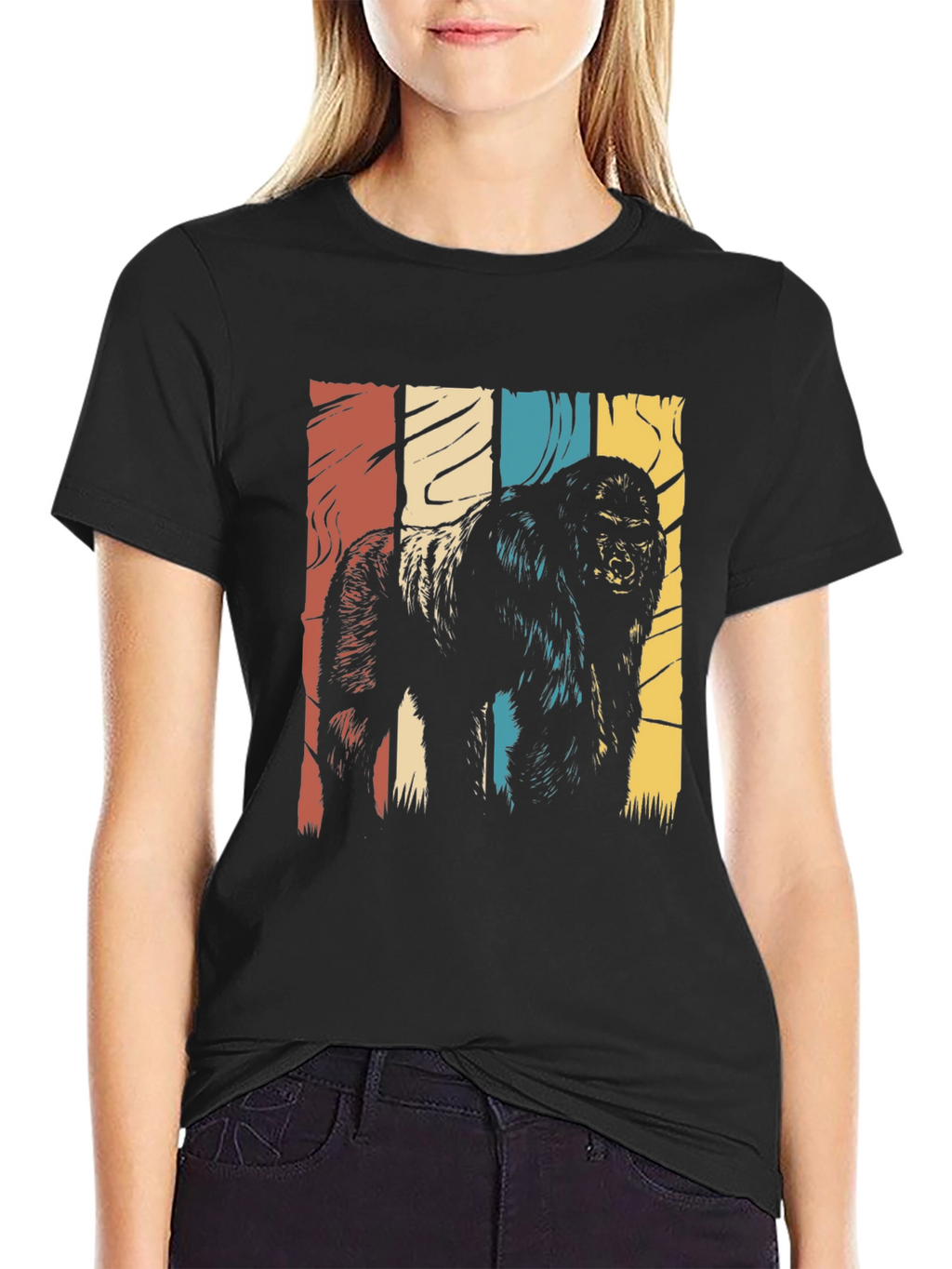 Retro Gorilla Graphic T-Shirt - Black