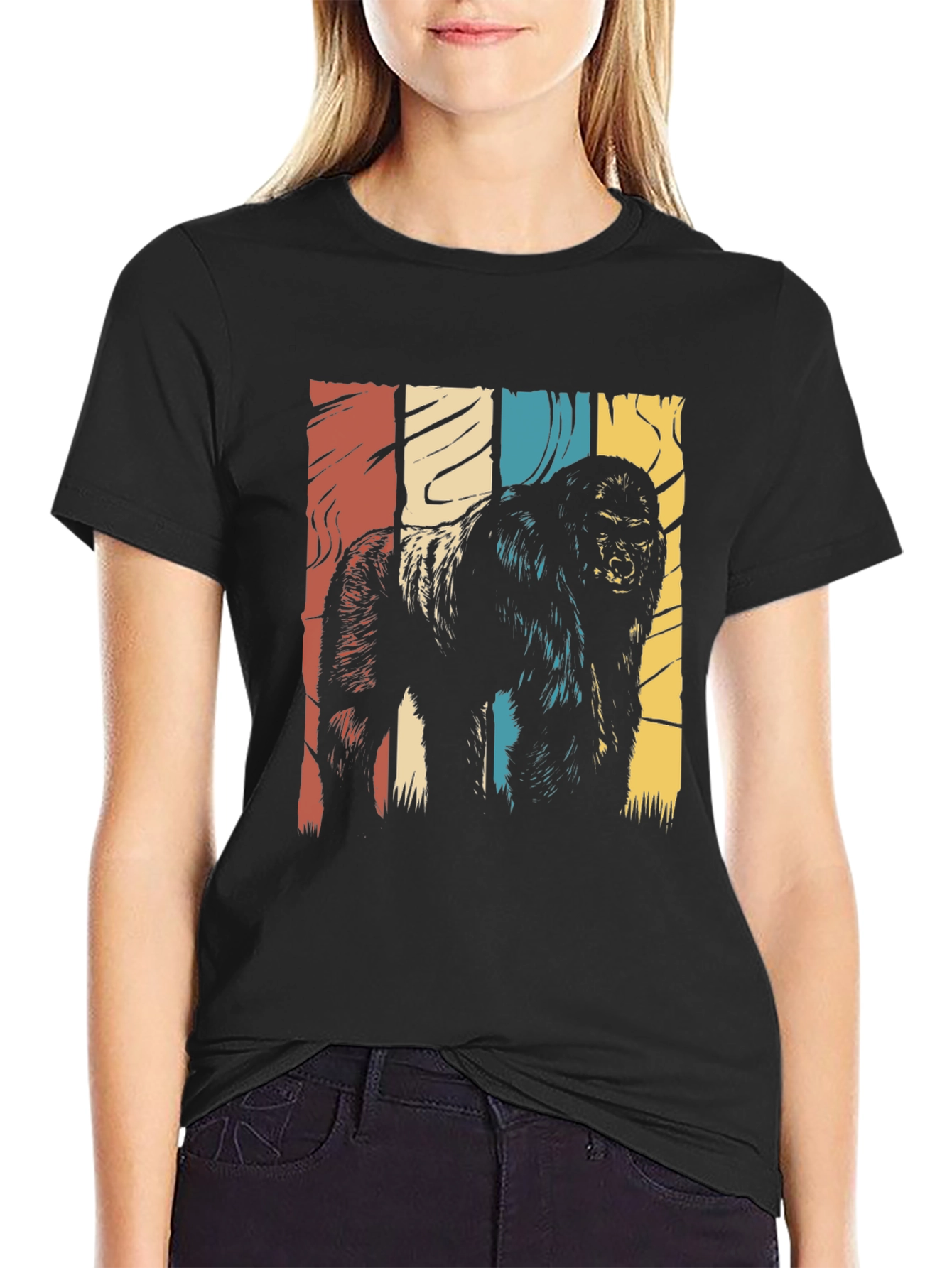 Retro Gorilla Graphic T-Shirt - Black