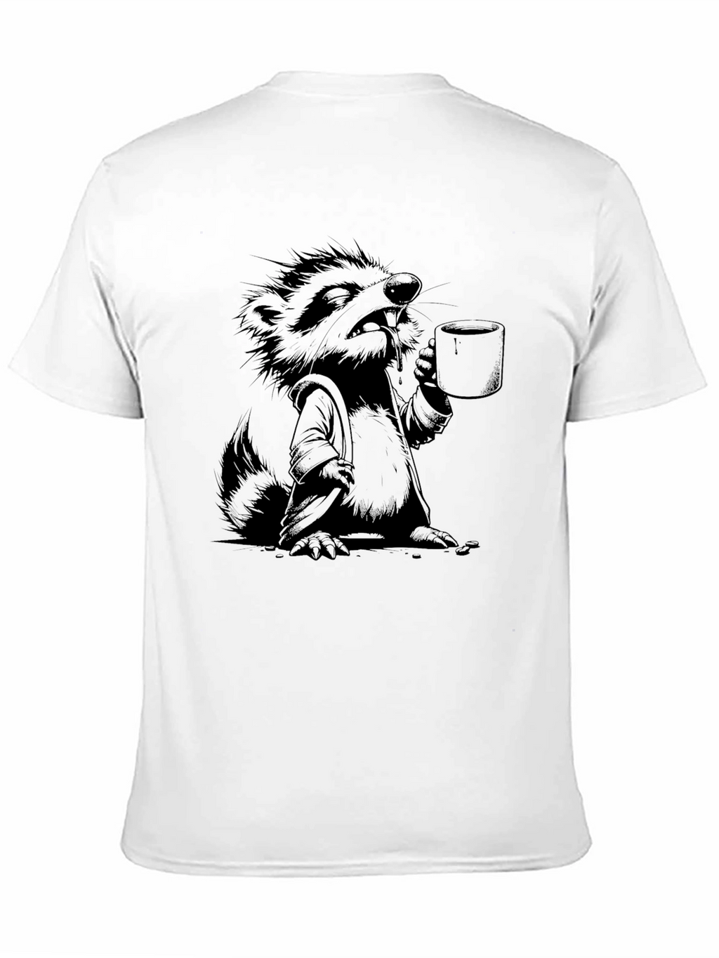 Grumpy Raccoon Coffee T-Shirt - Black Cotton Tee