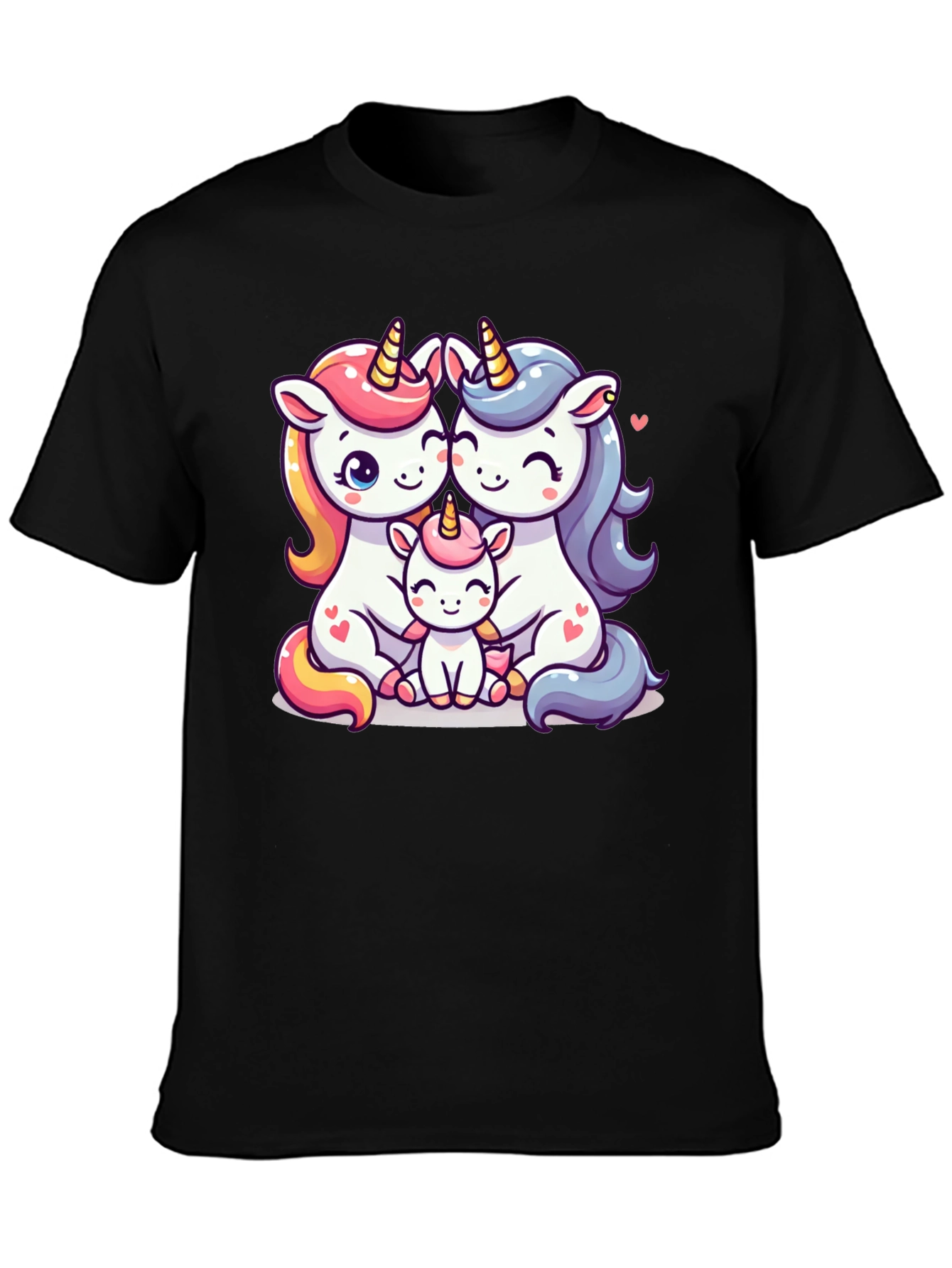 Unicorn Family Graphic Tee - Cute Cartoon Unicorns