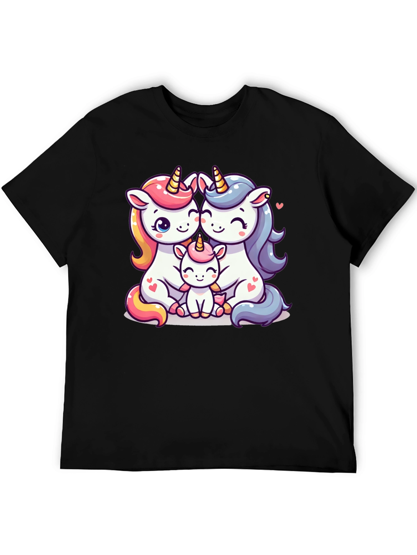 Unicorn Family Graphic Tee - Cute Cartoon Unicorns