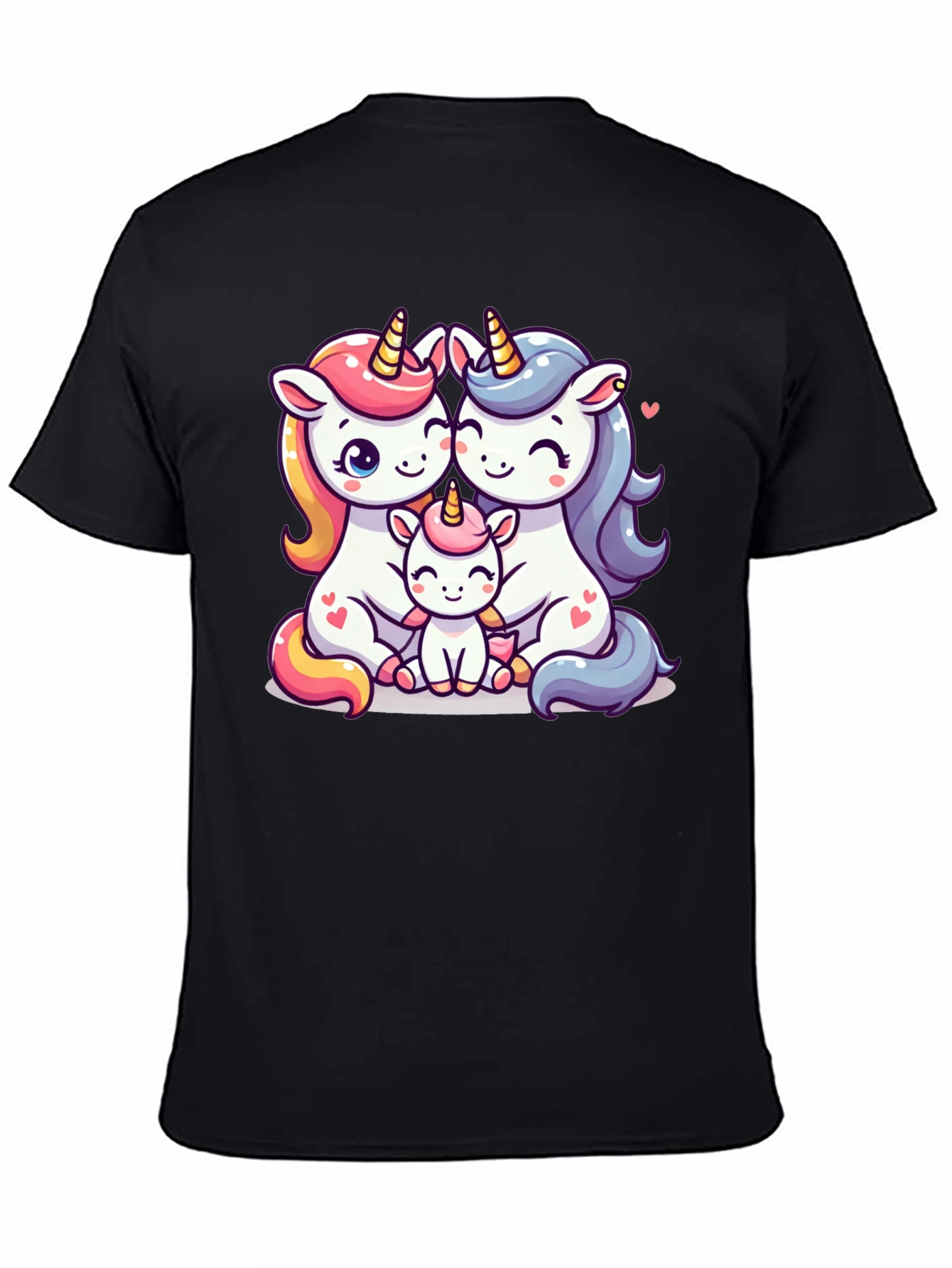 Unicorn Family Graphic Tee - Cute Cartoon Unicorns