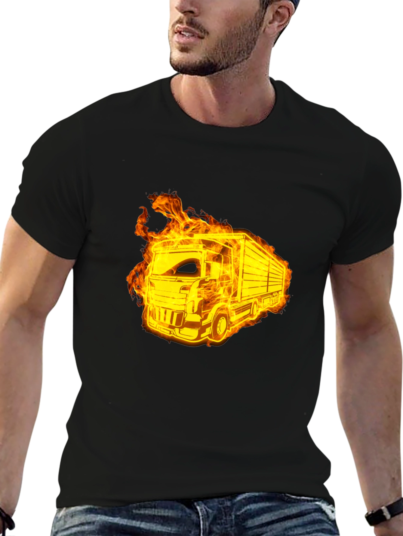 Flaming Truck Black T-Shirt